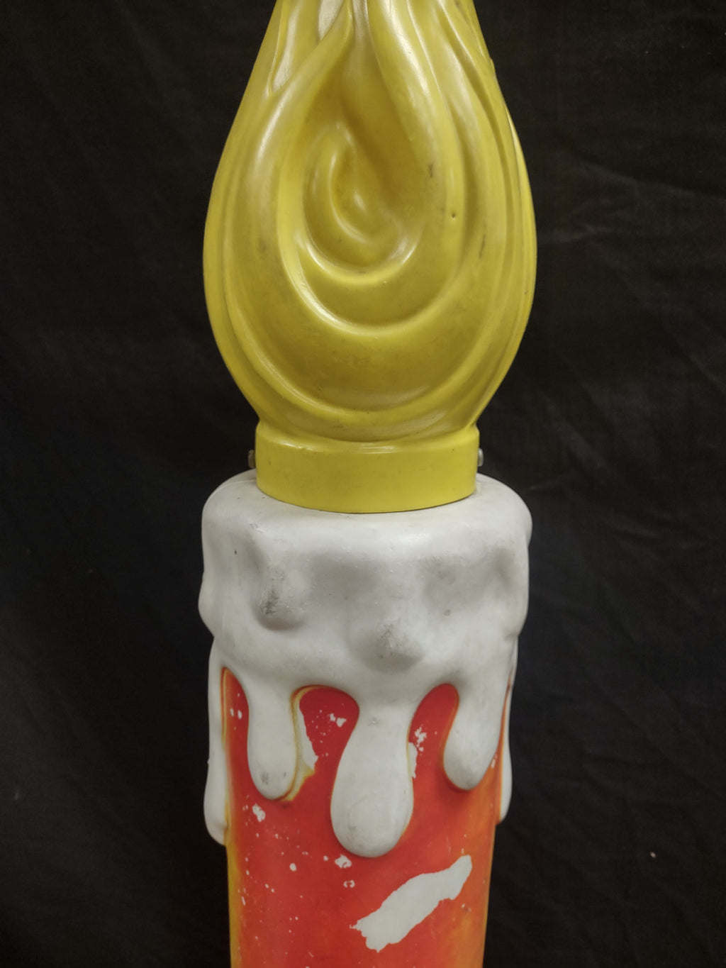 Vintage Christmas Blow Mold Candle Noel Light Up 40" Cracked Top (lot 2321)