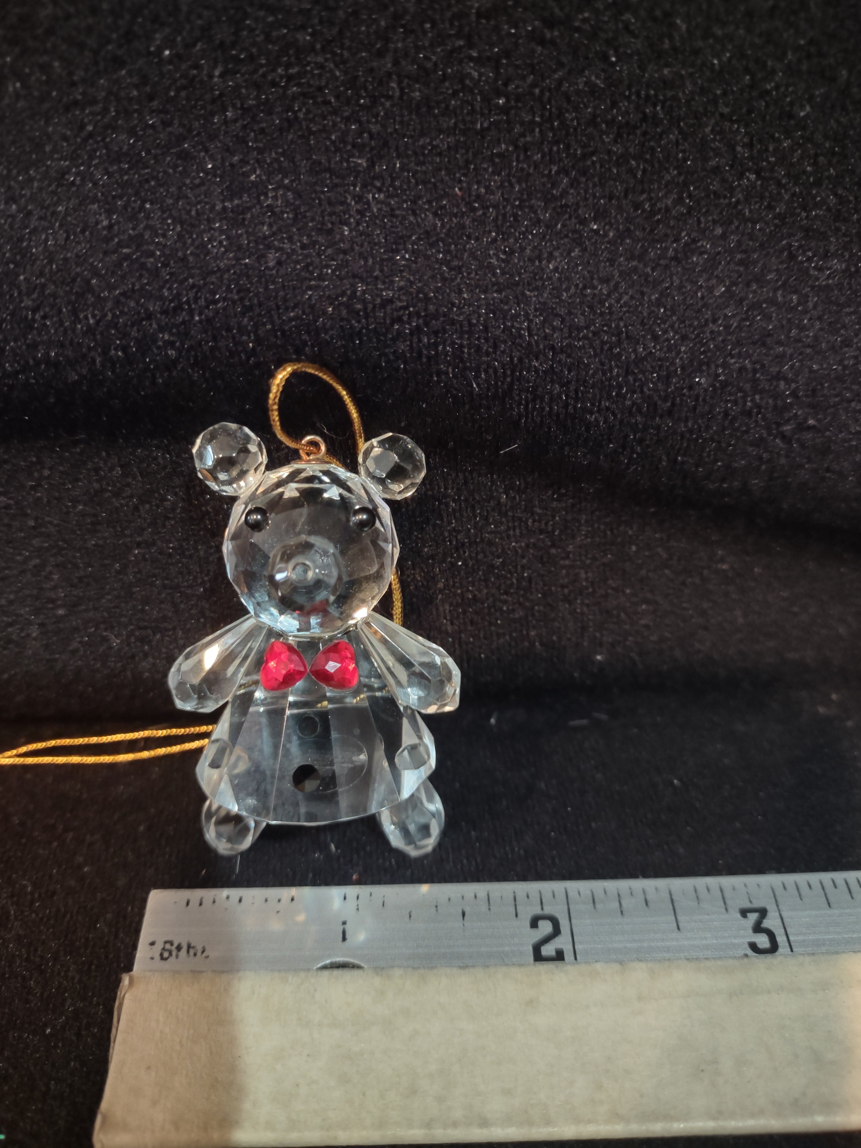 Christmas Celebrations 2" Reflections Crystal Bear Red Bow Tie Ornament (Lot4153