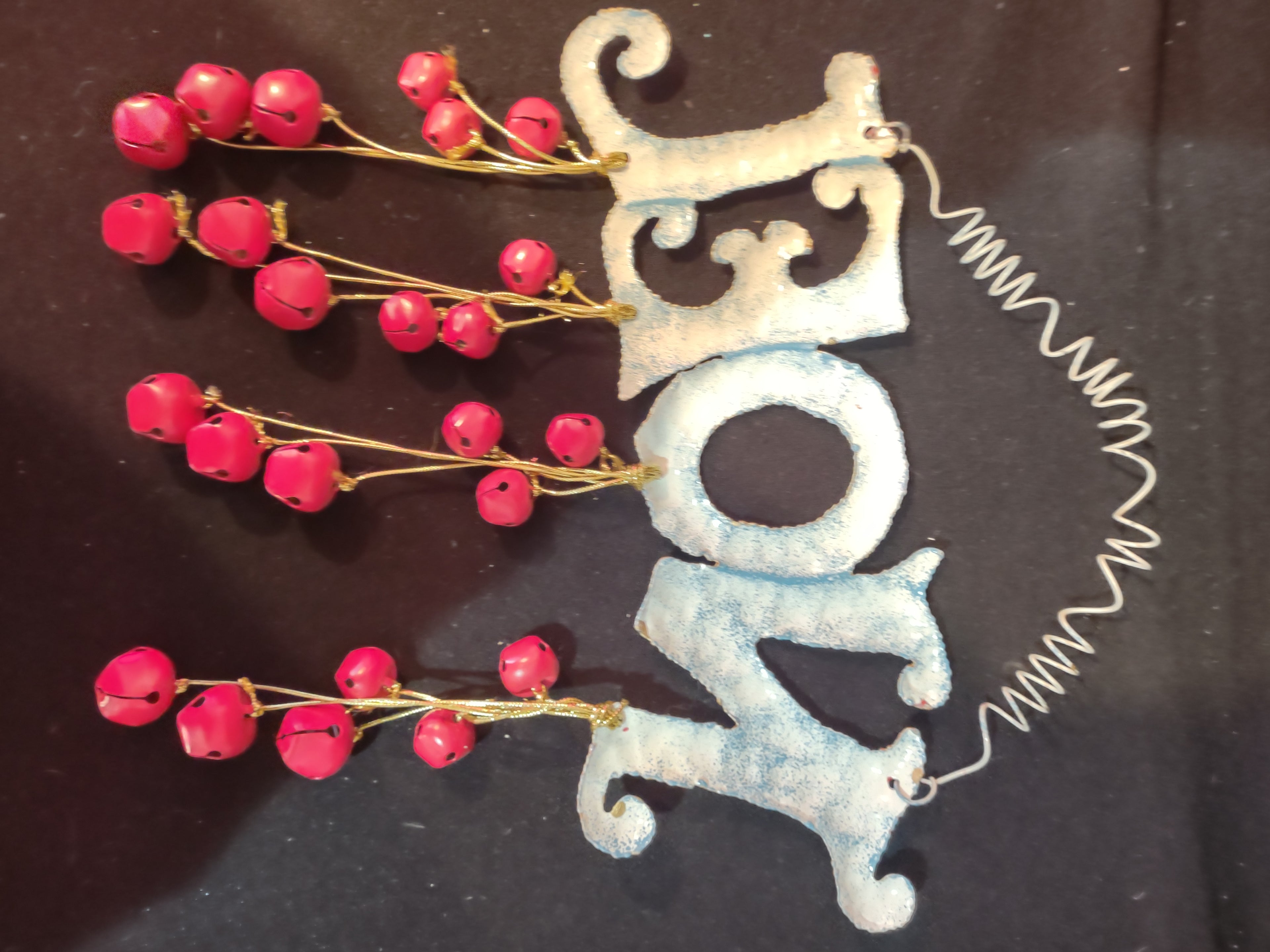 Vintage Metal Christmas NOEL Wall Hanging Red Bells (Lot 4809)