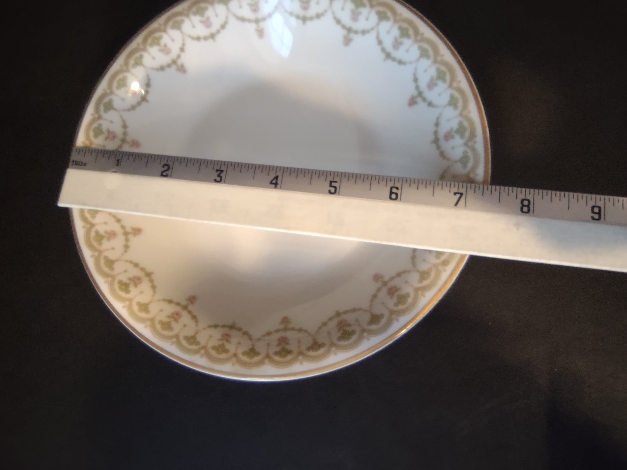 Haviland Limoges French Chic Cream Soup Plate Bowl Rose Garland Green (lot 1084)