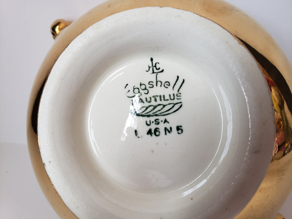 Vintage Homer Laughlin Eggshell Nautilus 22K GOLD Sugar Dish NO LID (2153)
