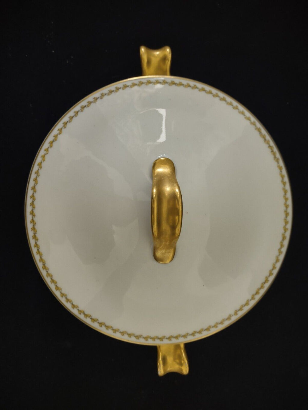 Noritake Yellow Laurel Band Round Soup Tureen S 792A Dish Gold Trim (lot 326)