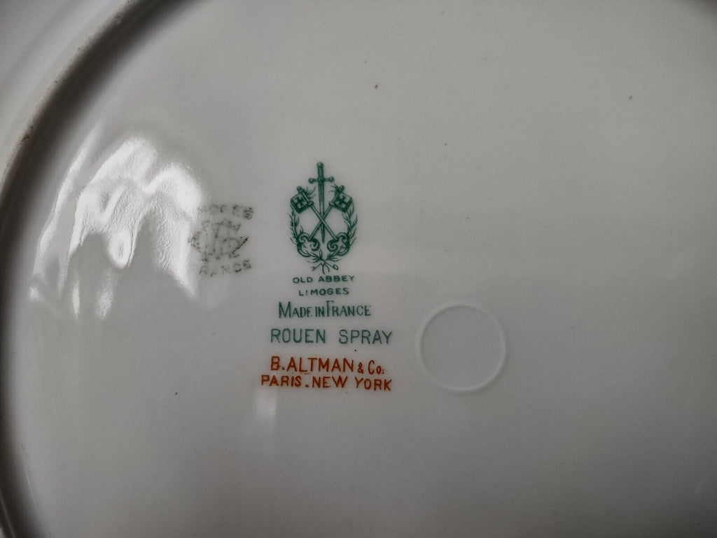 Haviland Limoges Old Abbey Rouen Spray Pheasant Dinner Plate 9-5/8" (lot 345)