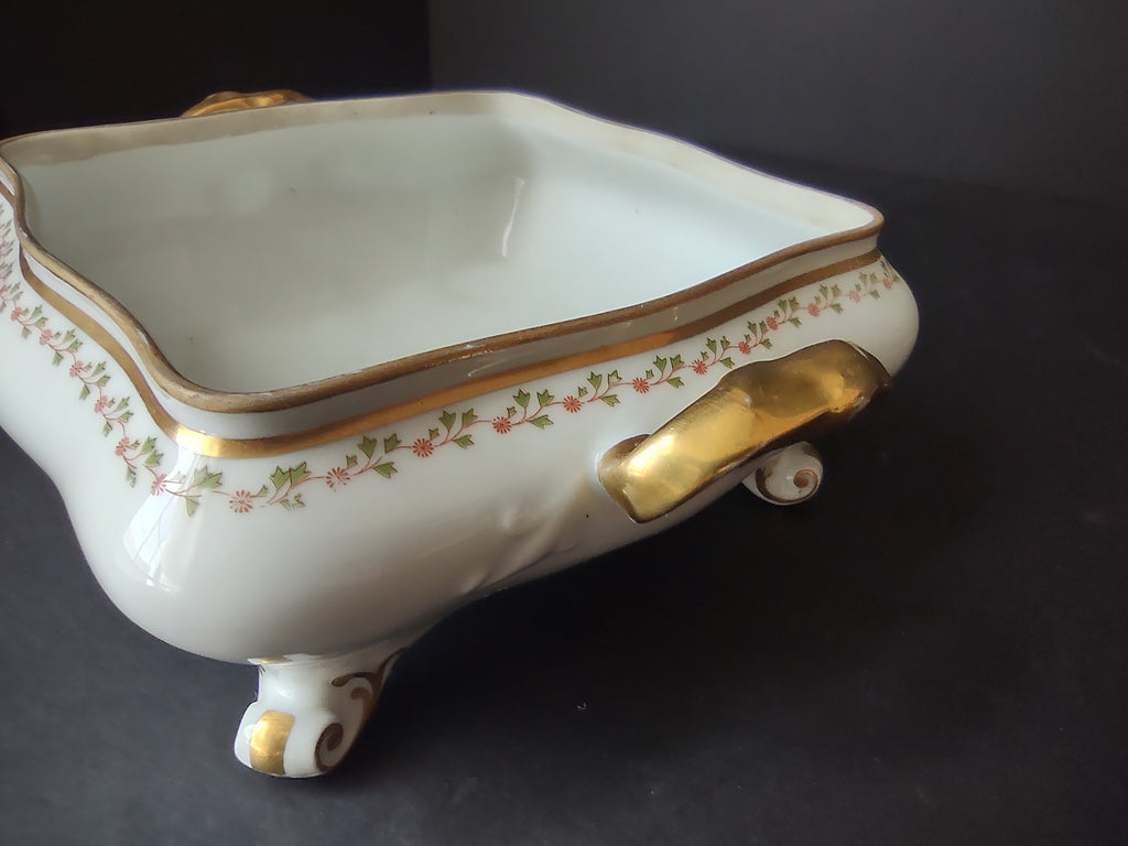 Old Abbey France Limoges Serving Dish NO LID Clover Gold Trim (lot 870)