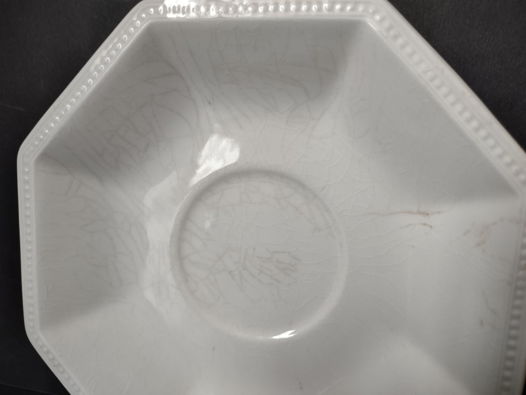 Vintage Ironstone England White Johnson Bros Saucer CRAZING (lot 5643)