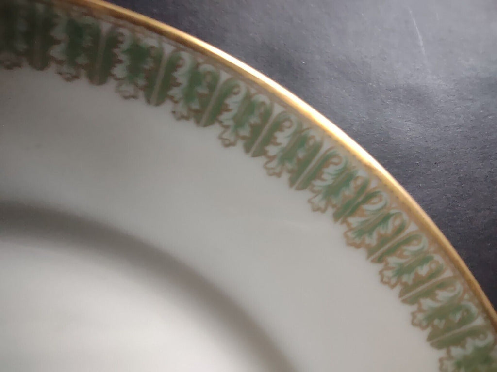 Haviland Limoges France Dessert 7-1/2" Gold Trim Green Gold Design (lot 603)