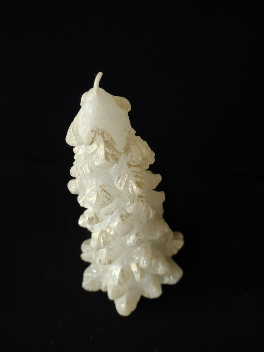 Vintage Christmas Winter White Sparkles 12" Tree Candle (Lot 3935)