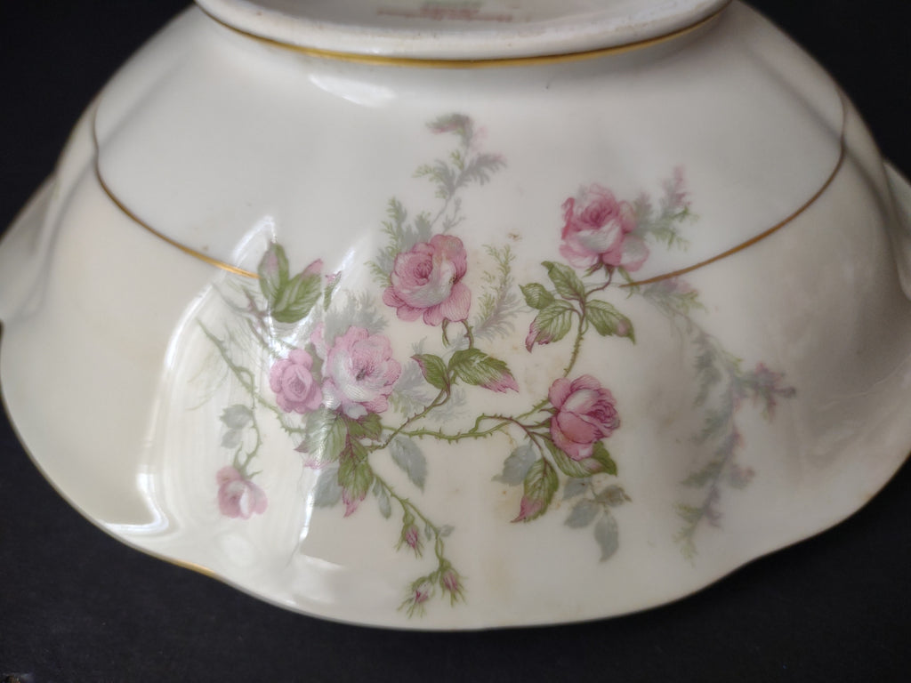 Haviland Limoges Round Soup Tureen Serving Bowl NO LID Roses (lot 820)