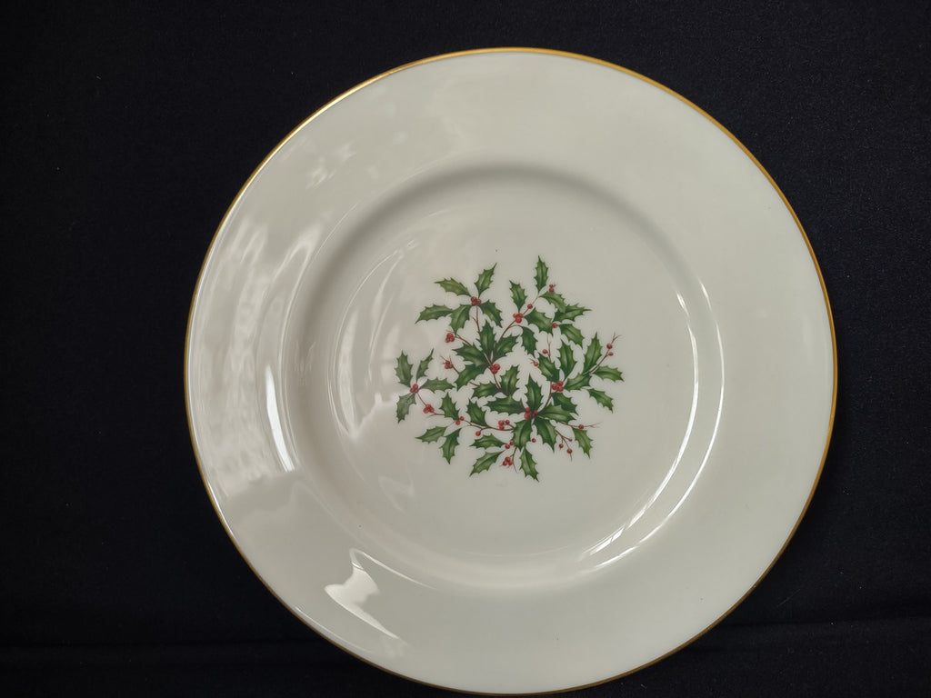 Vintage Lenox Special Holly Design Gold Trim Dinner Plate 10-1/2" (lot 1904)