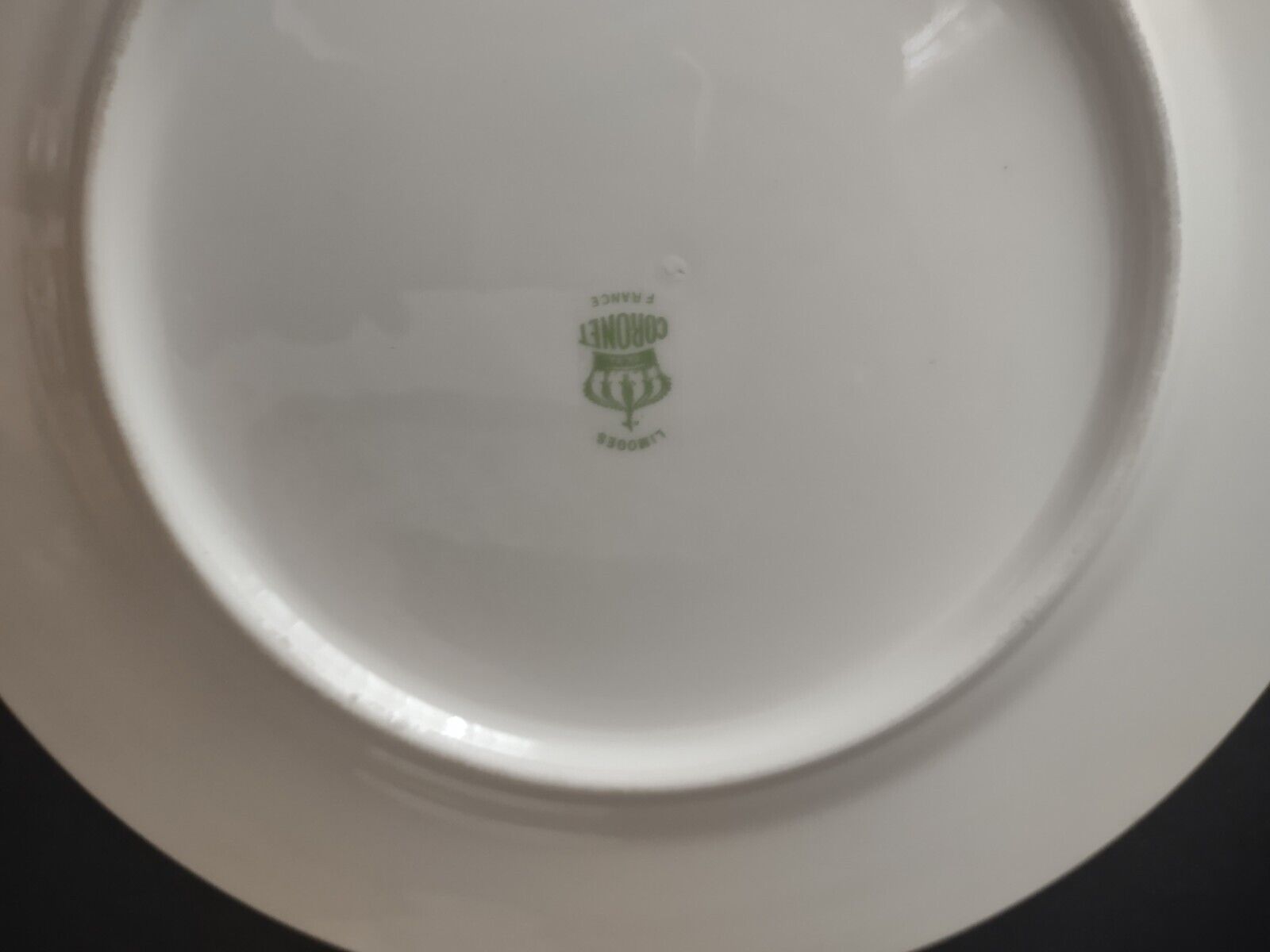 Coronet Limoges France 4 x Dinner Plate Mint Band Gold Trim Pink Rose (lot 550)