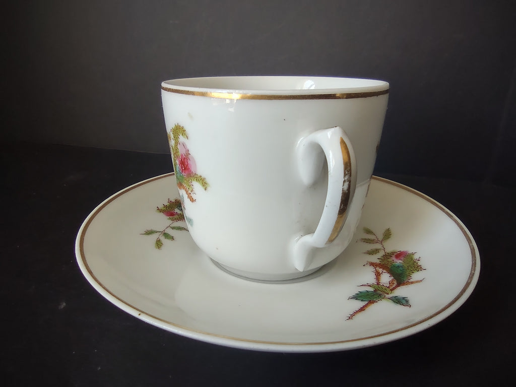Haviland Limoges Tea Cup Saucer Moss Rose (lot 1056)