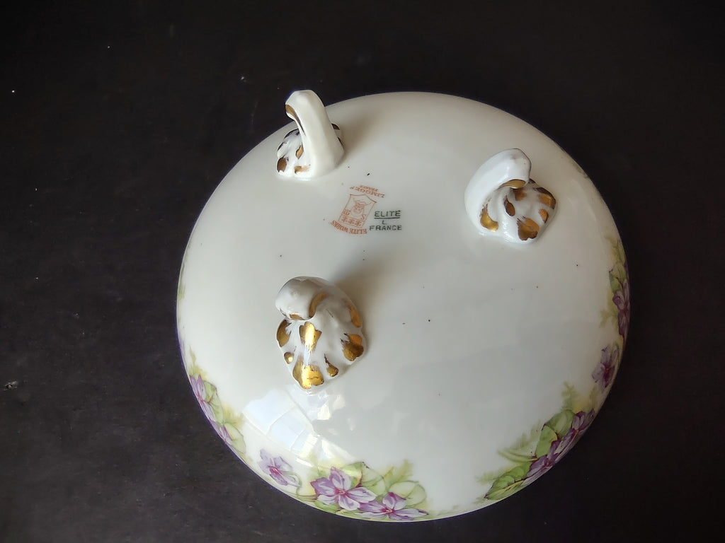 Elite Works Limoges French Shabby Cottage Chic Footed Bowl (lot 1128)