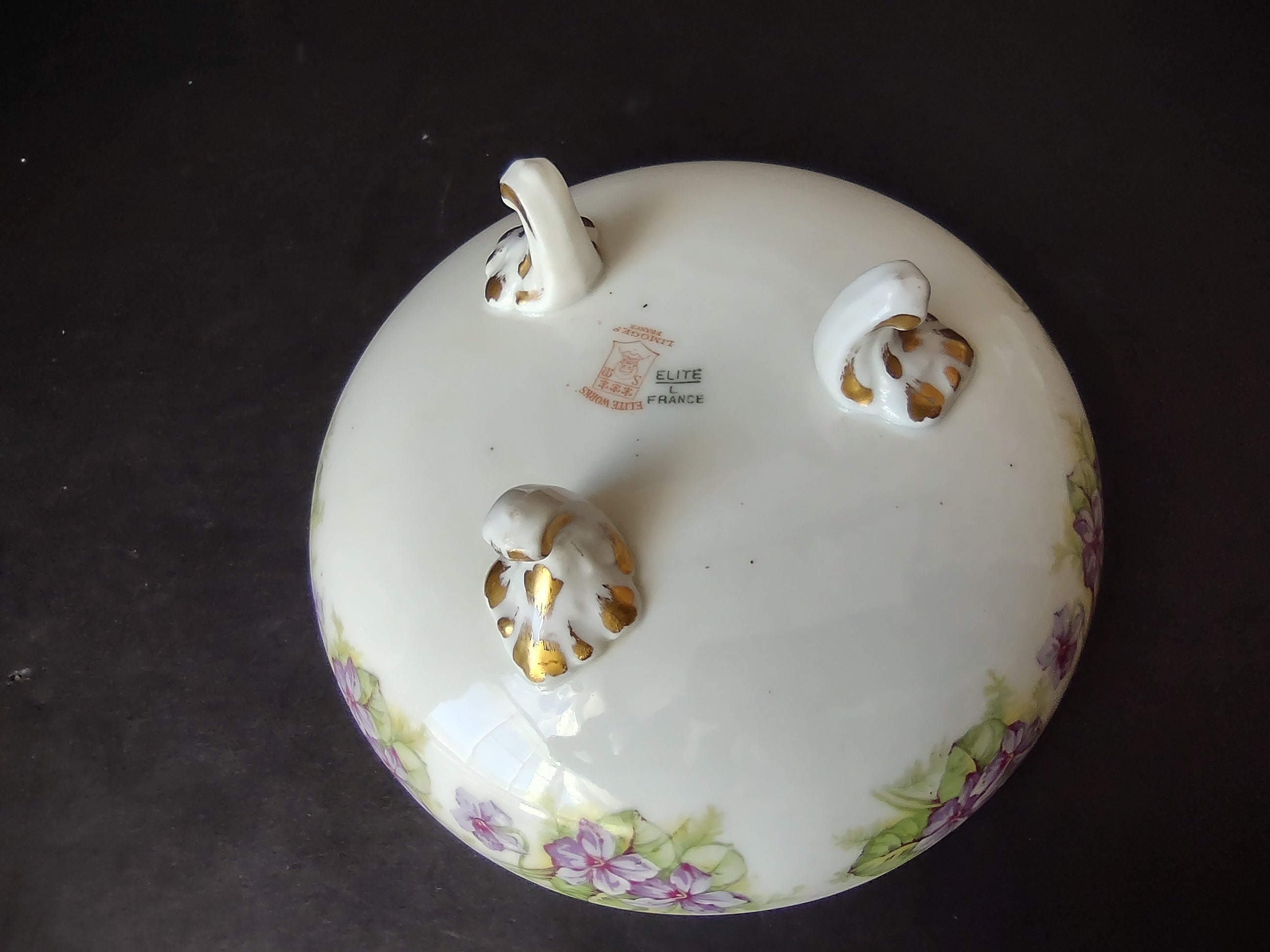 Elite Works Limoges French Shabby Cottage Chic Footed Bowl (lot 1128)