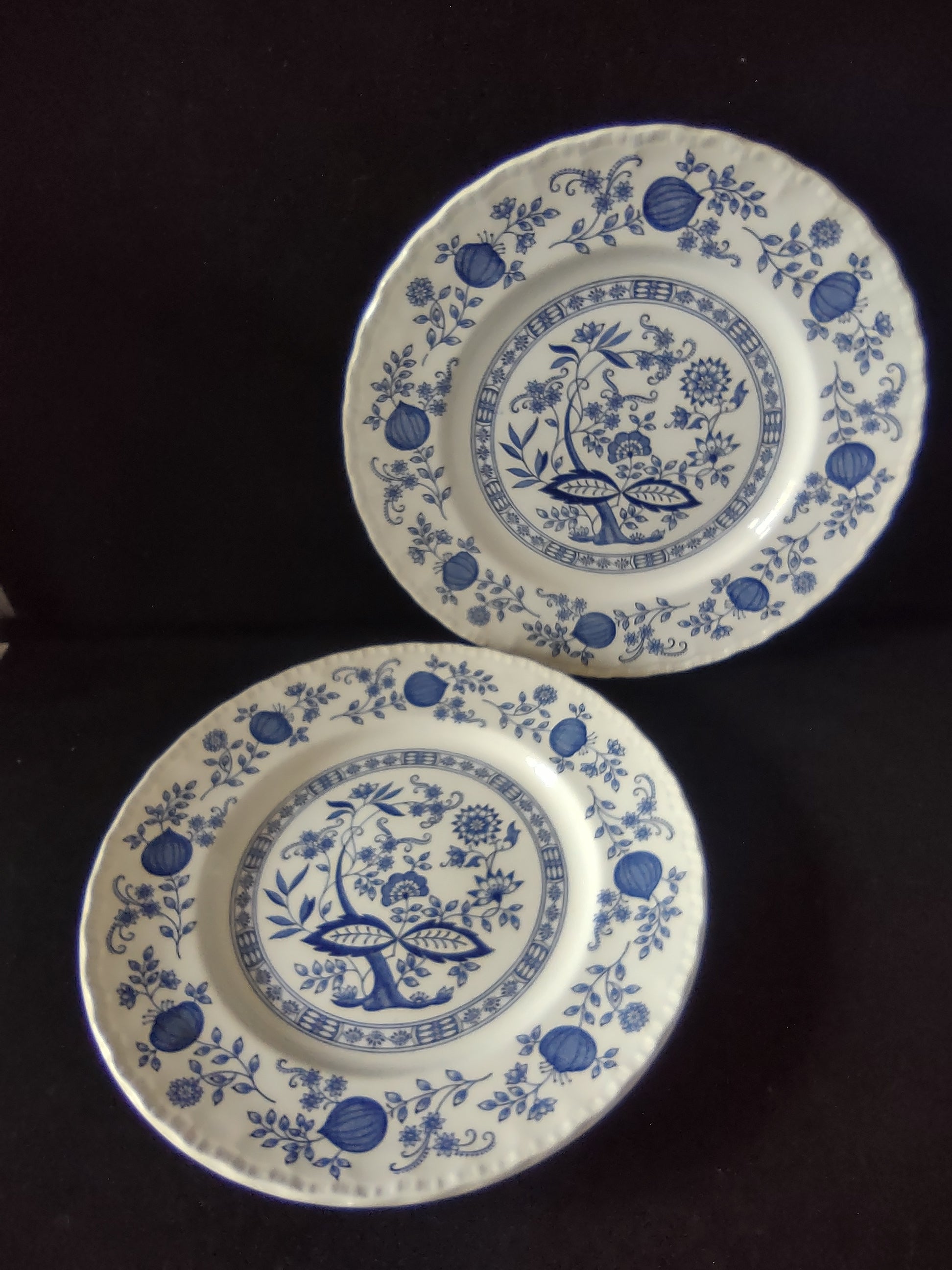 Vintage Enouch Blue Heritage 10" Dinner Plate Ironstone England Set Of 2 (5974)