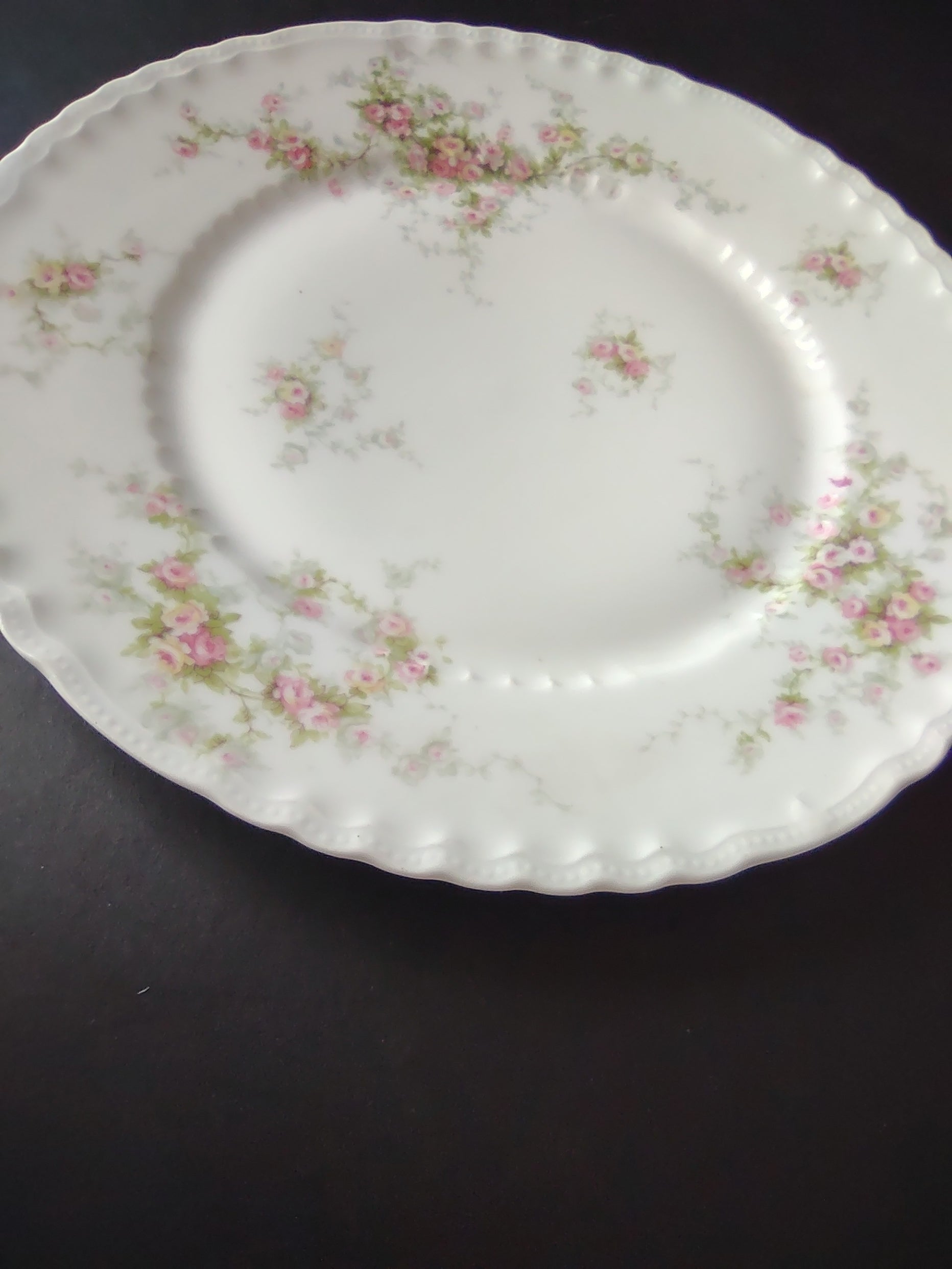 Haviland Limoges Set of Dinner Luncheon Plate Pink Purple Yellow Rose (lot 843)
