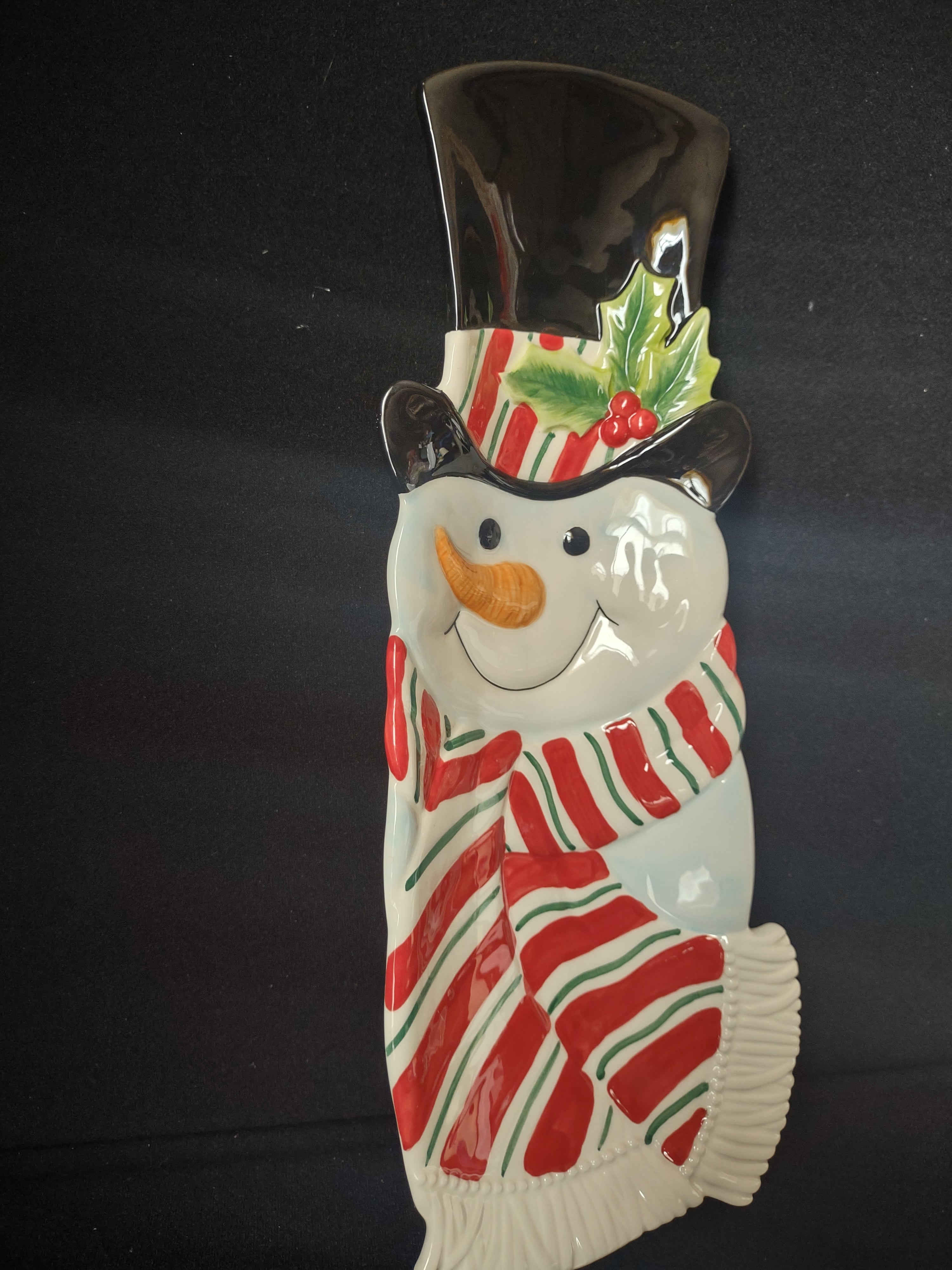 Fitz and Floyd Holiday Christmas Snack Therapy Snowman Server (lot 1532)