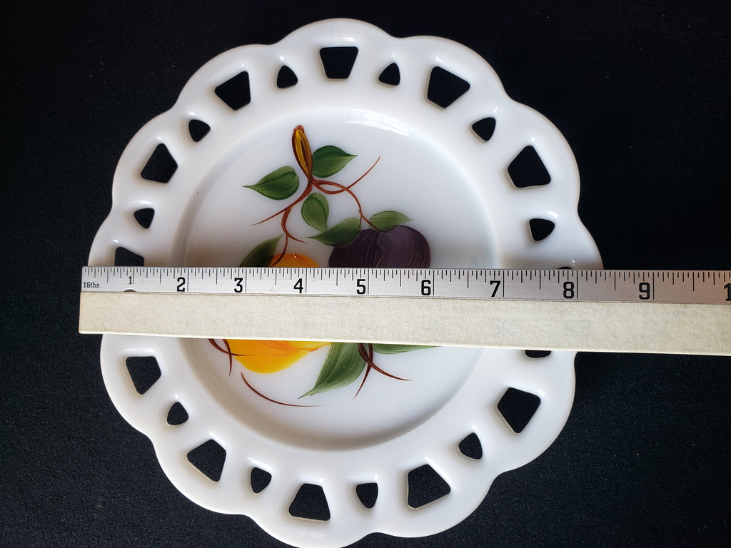 Vintage Westmoreland Peach Plum Motif Milk Glass Wall Plate (lot 2188)