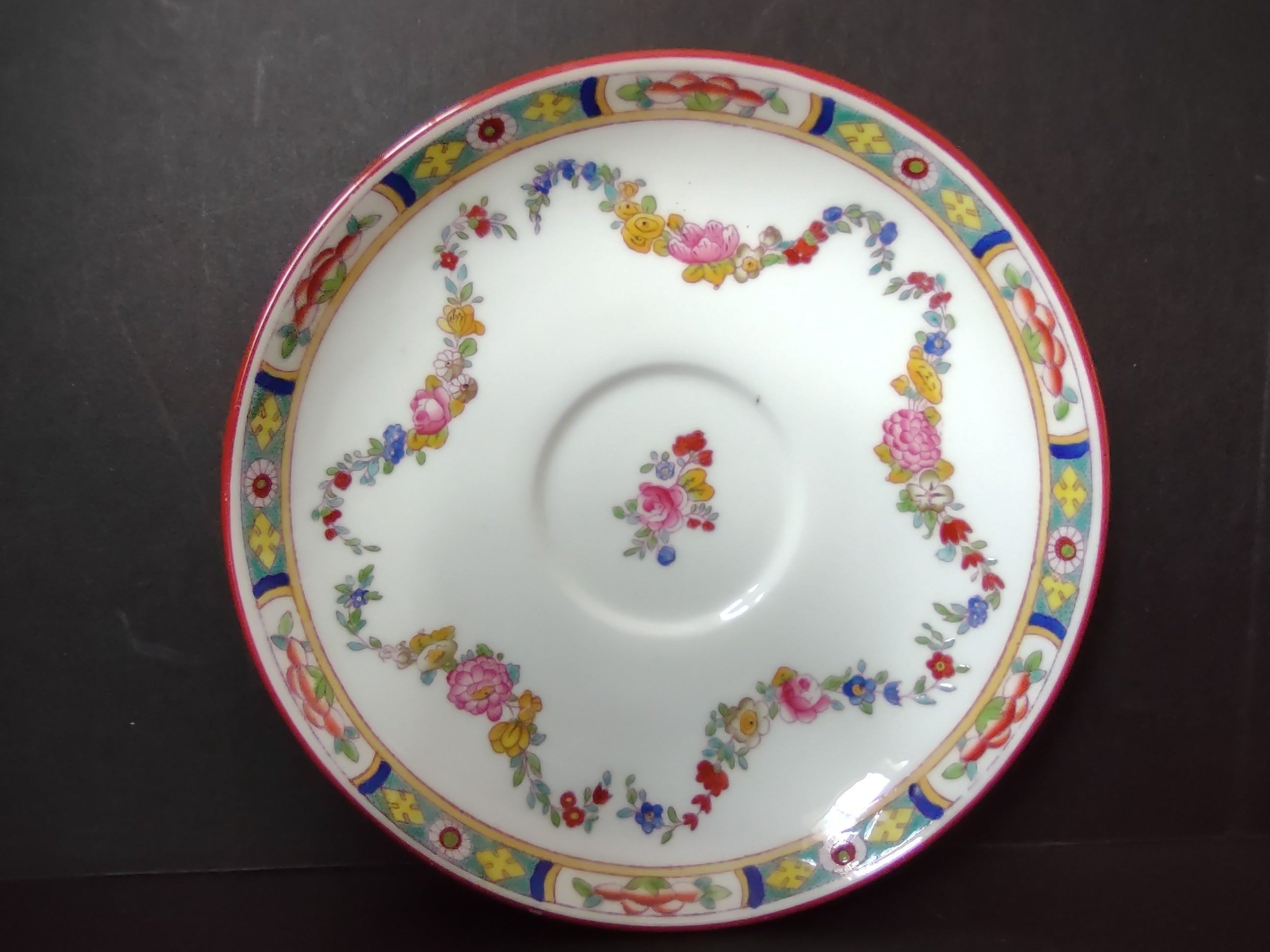 Vintage Minton Rose Garland Swag Boullion Saucer Bone China England (lot 5479)