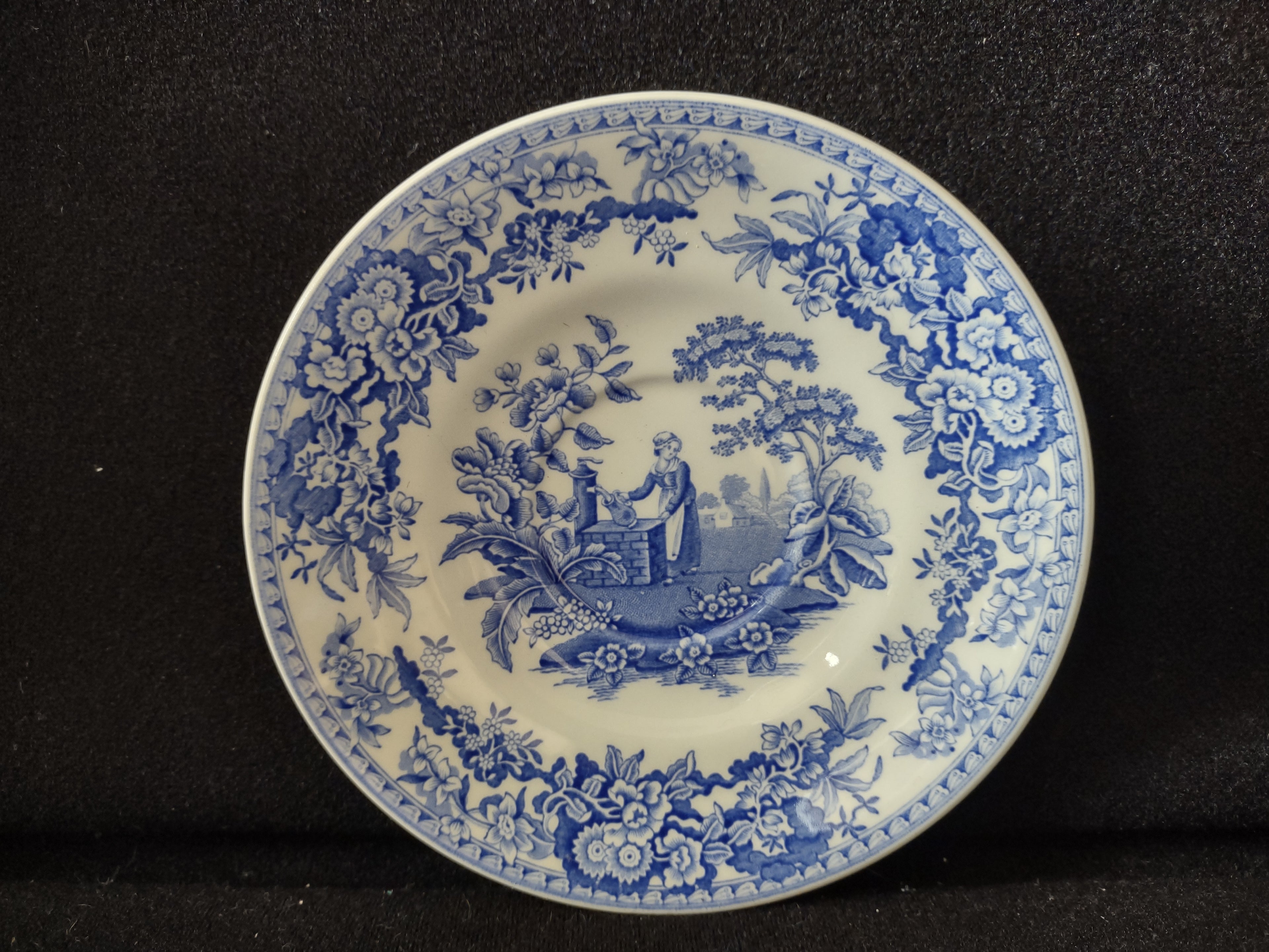 Spode Blue & White Room Teacup Saucer Vintage English Transferware (lot 5841)