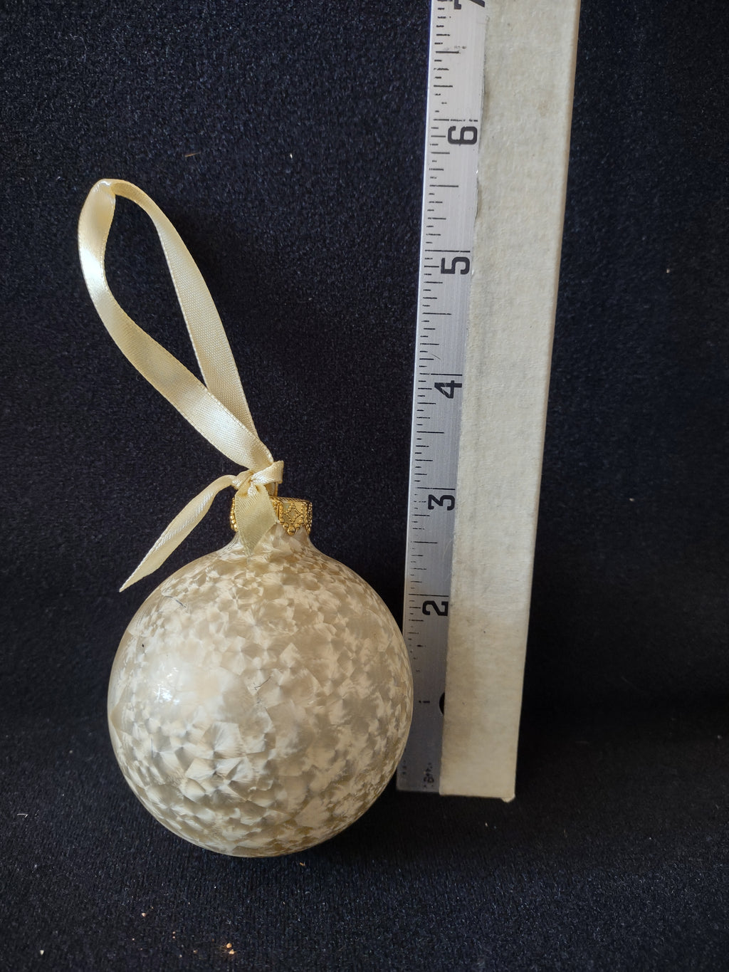 Vintage Christmas Frosted Ornaments Ribbon Set Of 6 IMPERFECT (Lot 4813)