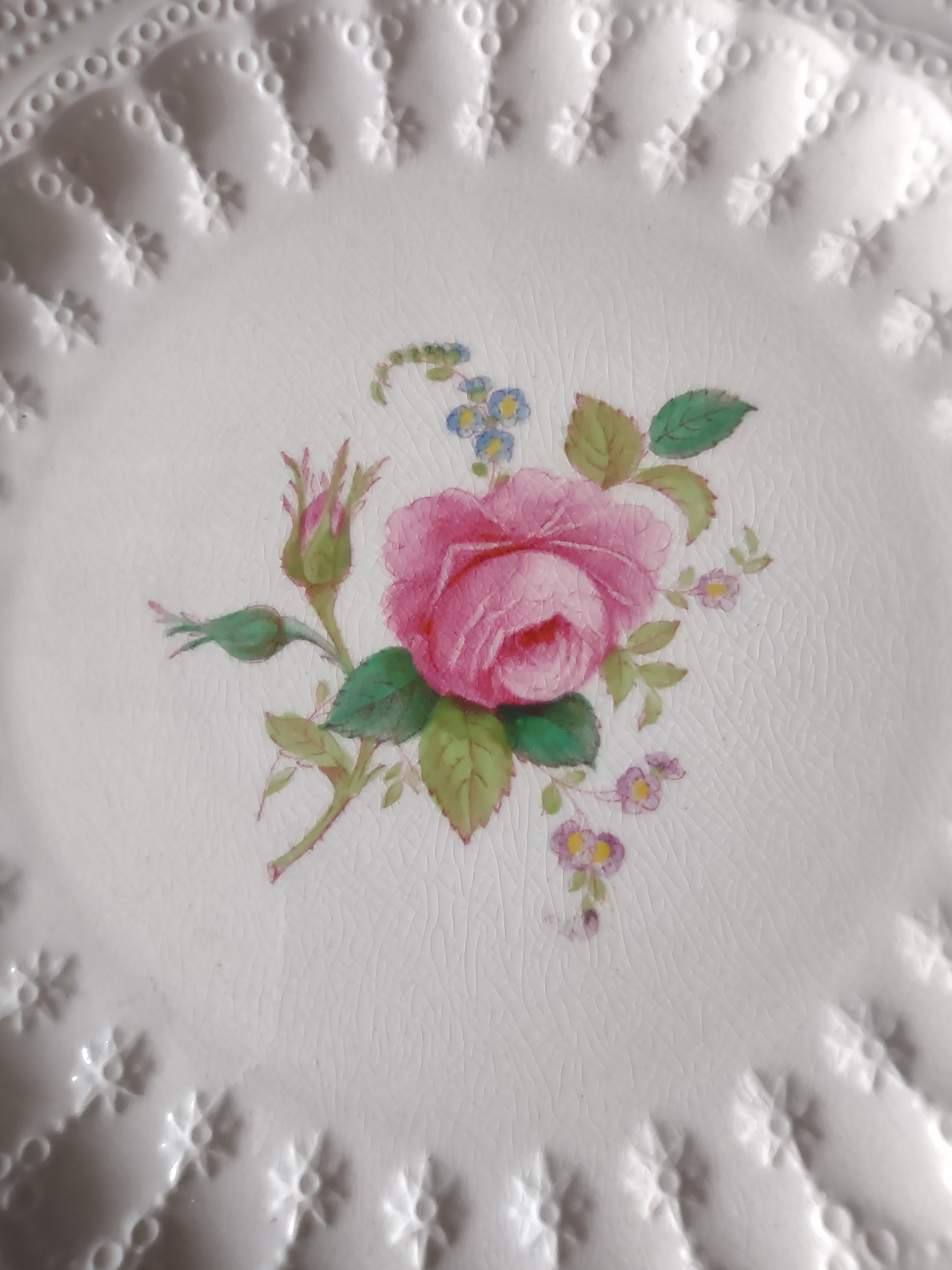 Vintage Spode Jewel Billingsley Rose Dessert Plate Ironstone IMPERFECT (Lot 5789