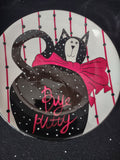Boyds Home Kitty Dessert/ Salad Plates White Black Red set of 4 (lot 2387)