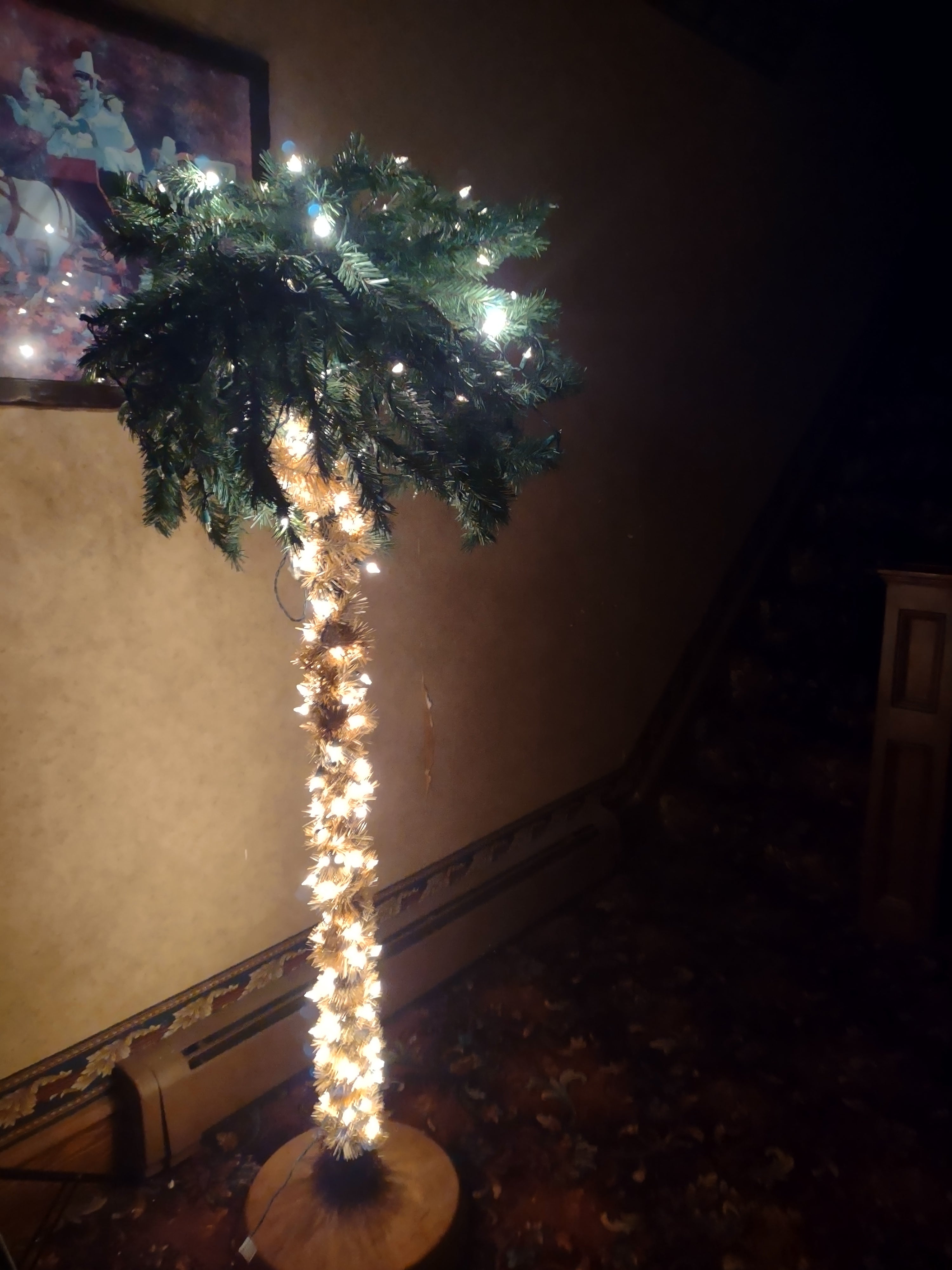 Artificial Prelit 5.5 Ft Palm Tree some Lights Need REPLACED (lot 3404)