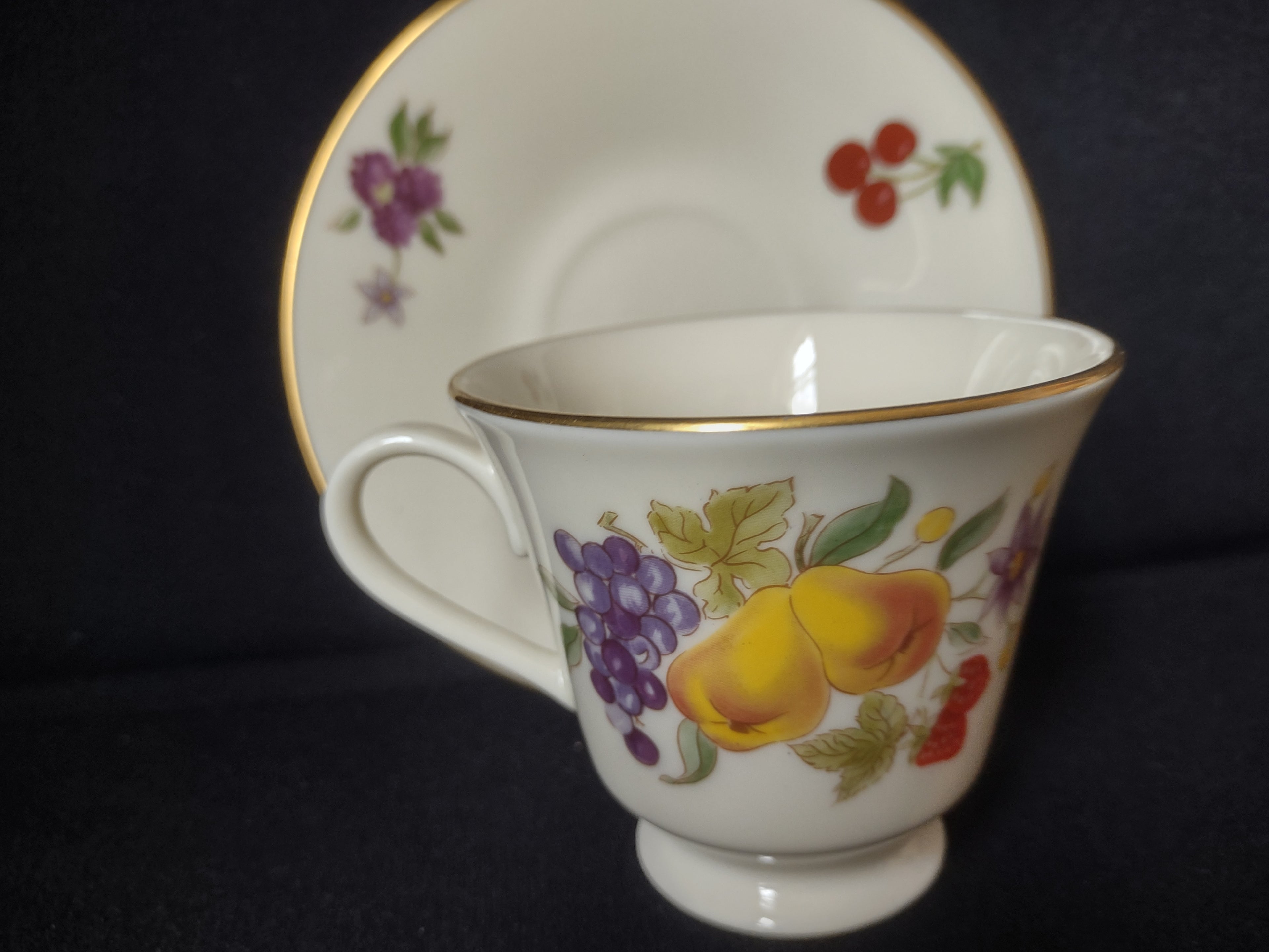 Vintage Lenox Special Fruit Design Tea Cup with Saucer (lot 1848)