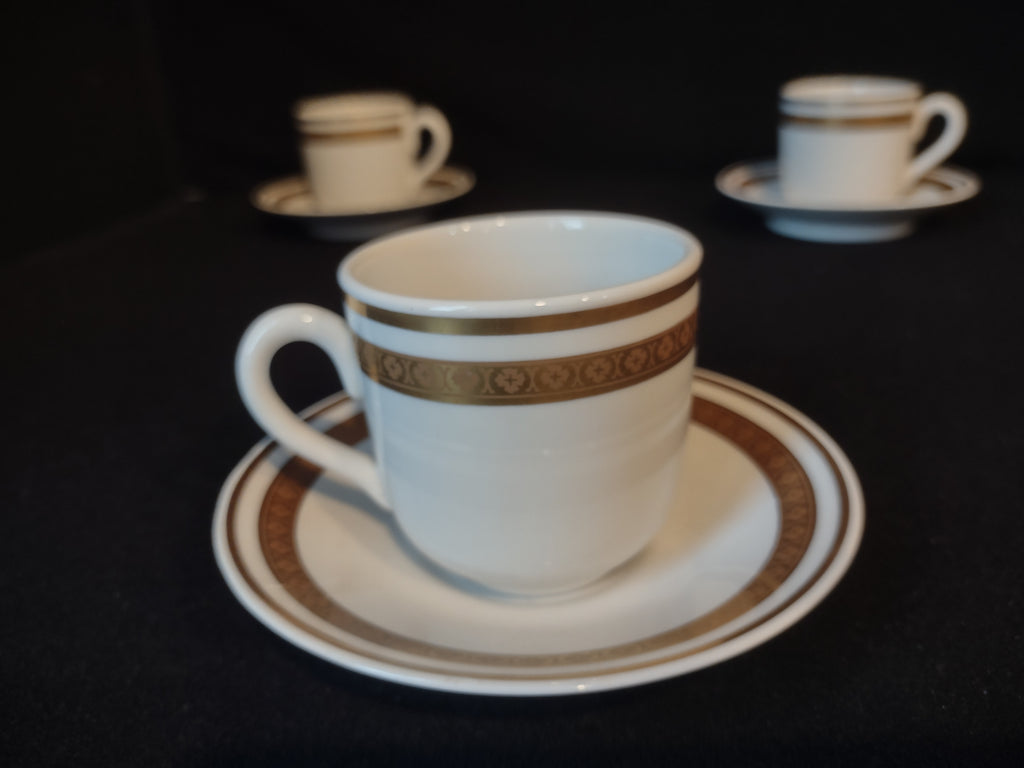 Set of 3 Demitasse Cup Espresso Mayer China Gold Band (lot 2781c)