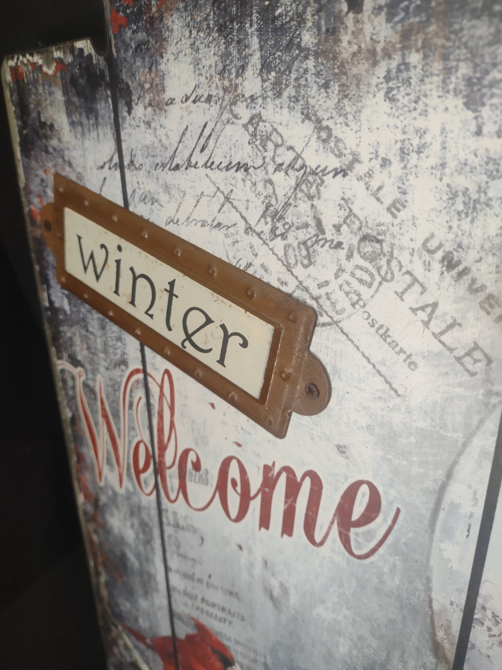 Christmas Wooden Winter Snowman Plaque Greeting Sign (lot 2721j)