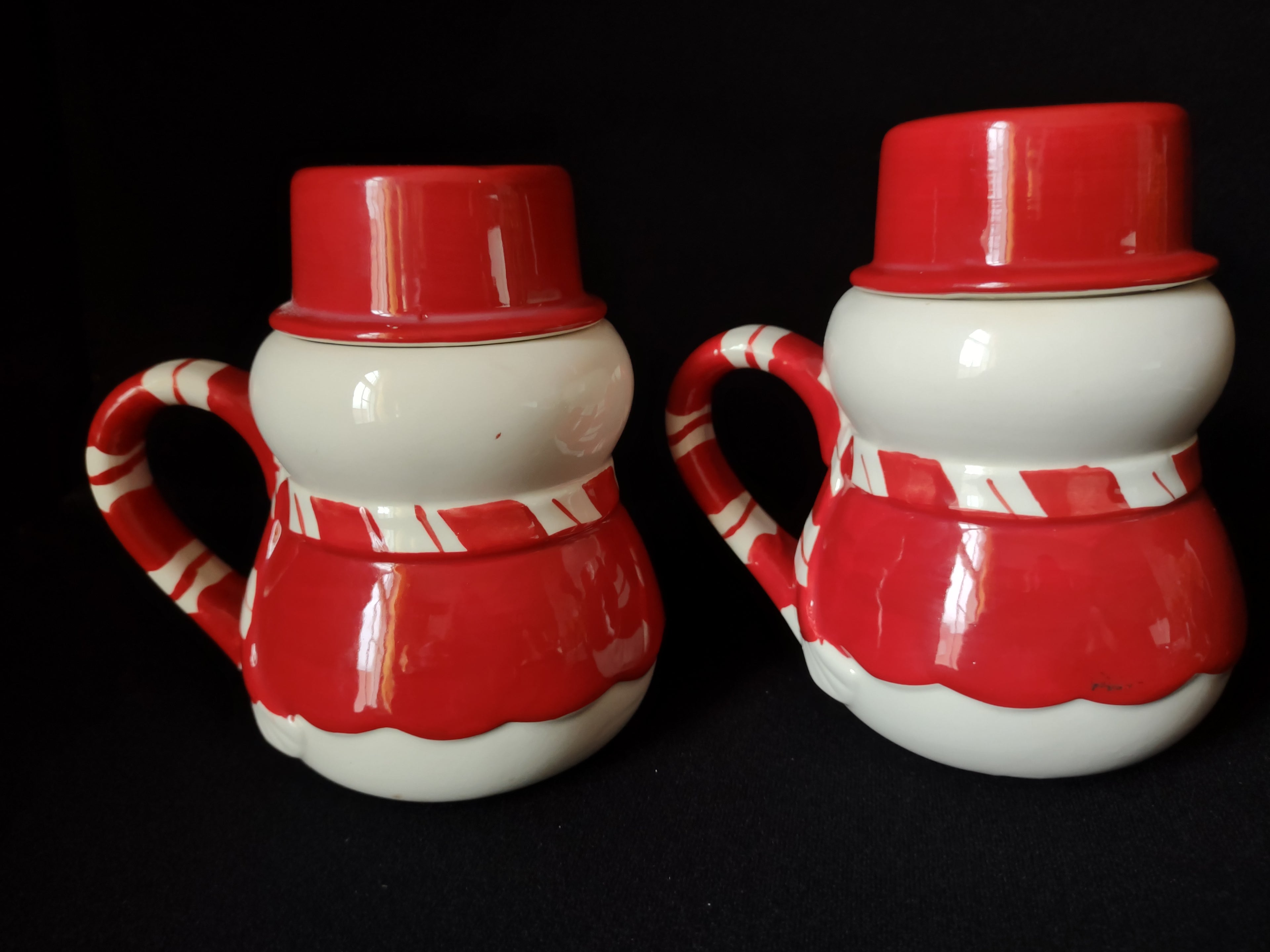 Christmas Set of 2 Chocolate Mugs Snowman (lot 1735)