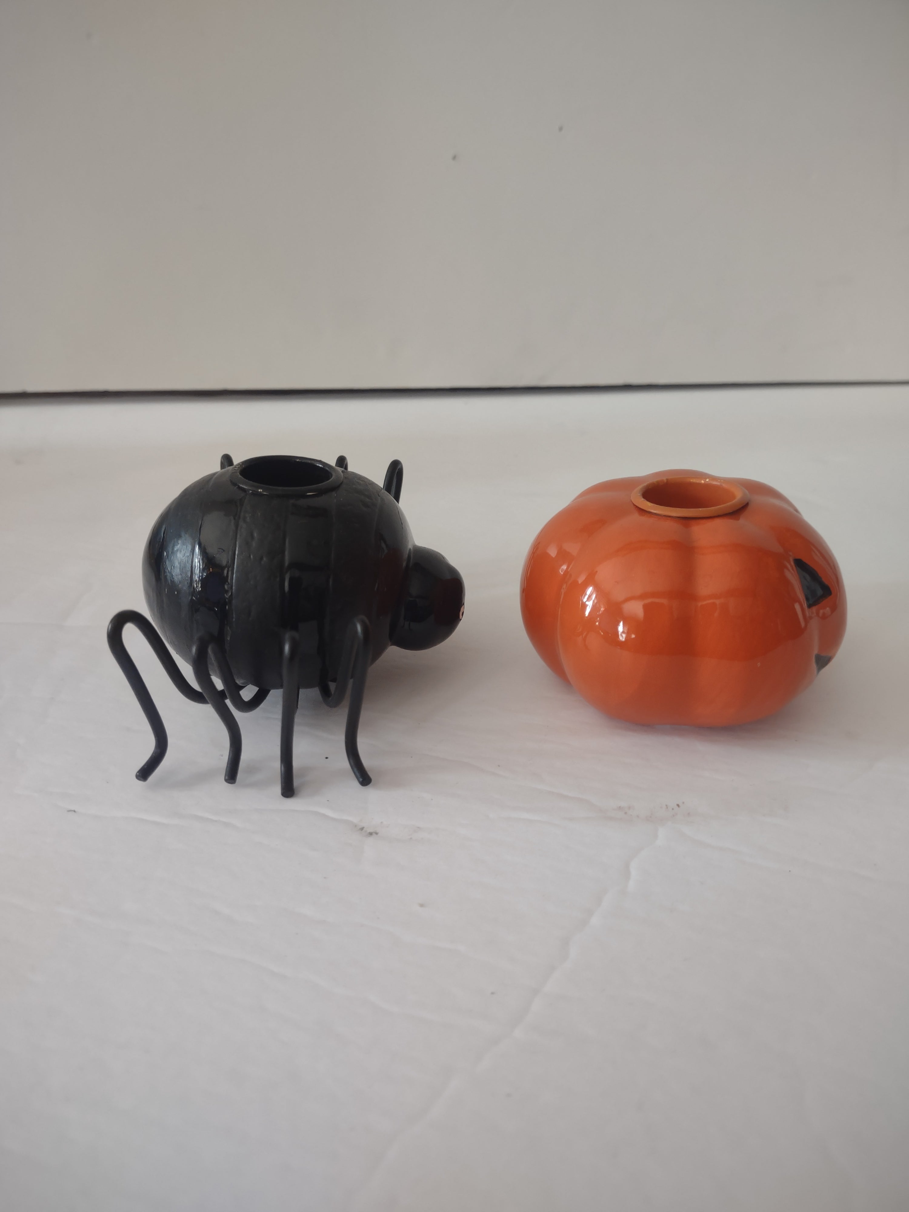 Halloween Spider And Jack O Lantern Taper Candle Holders (Lot 3371)