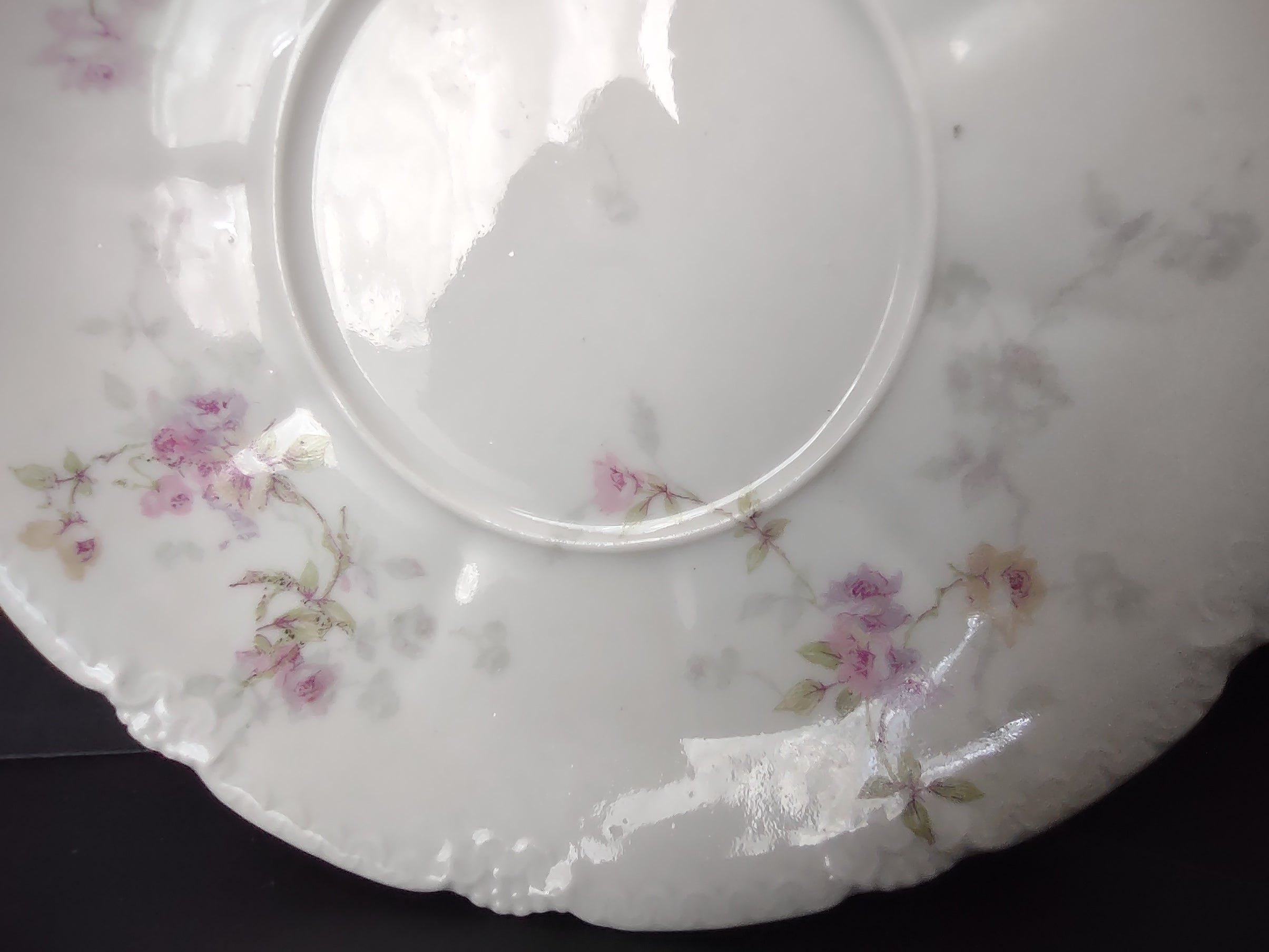 Haviland Limoges Saucer ONLY Pink Purple Yellow Rose (lot 838)