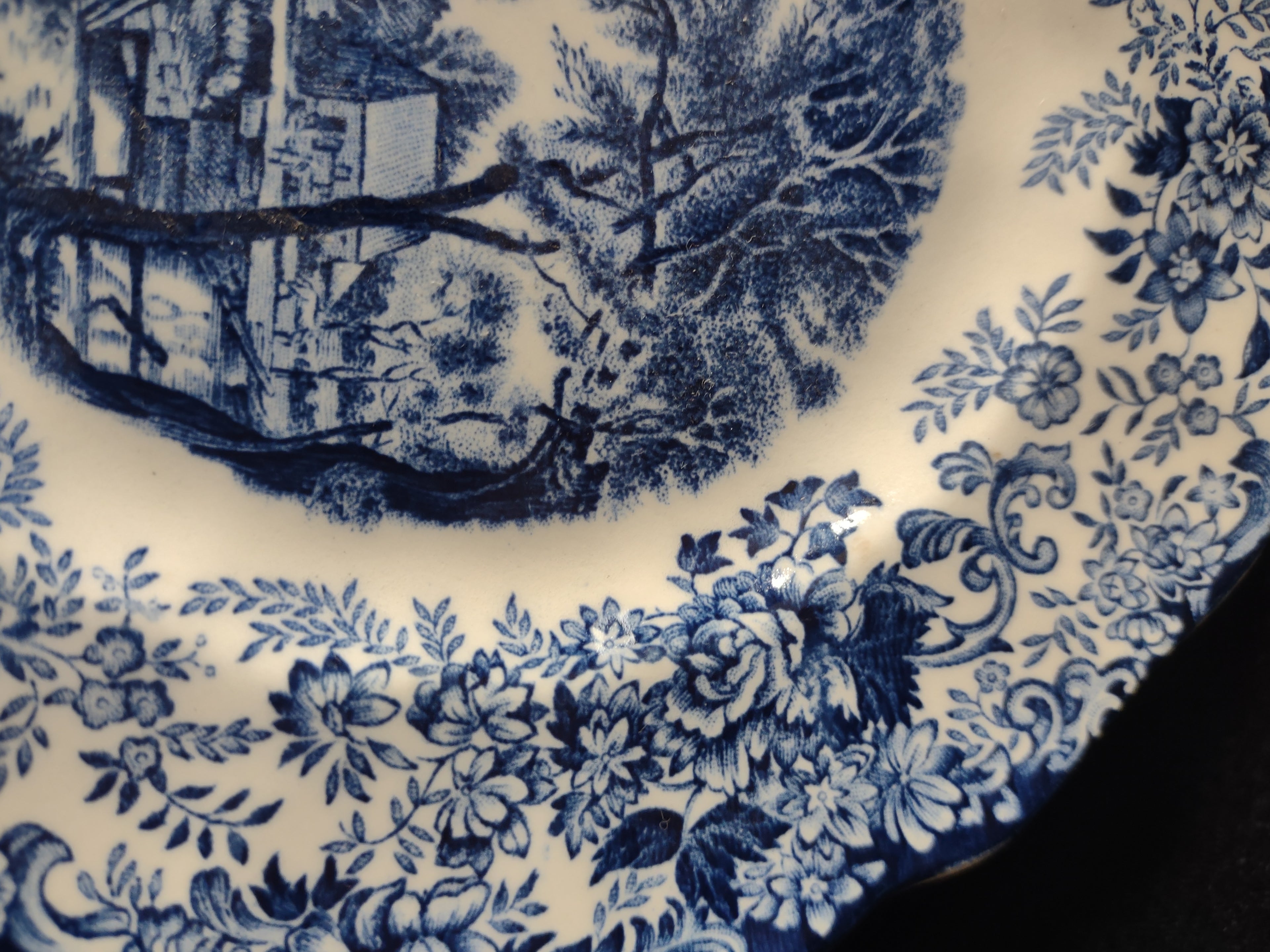 Vintage Johnson Brothers 6" Plate Mill Stream Blue Set Of 2 IMPERFECT (Lot 5583)