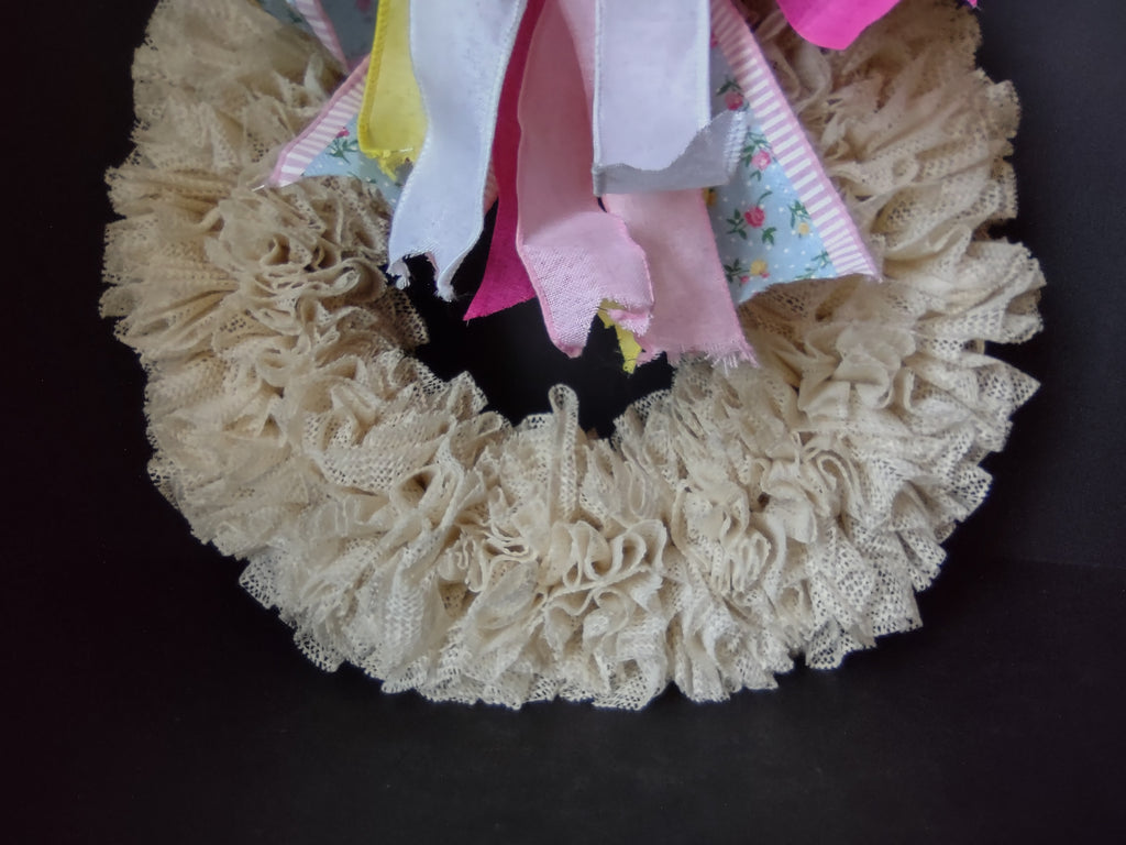 Handmade Easter Colors Spring Wreath Mesh Ribbon 18" (lot 1453)