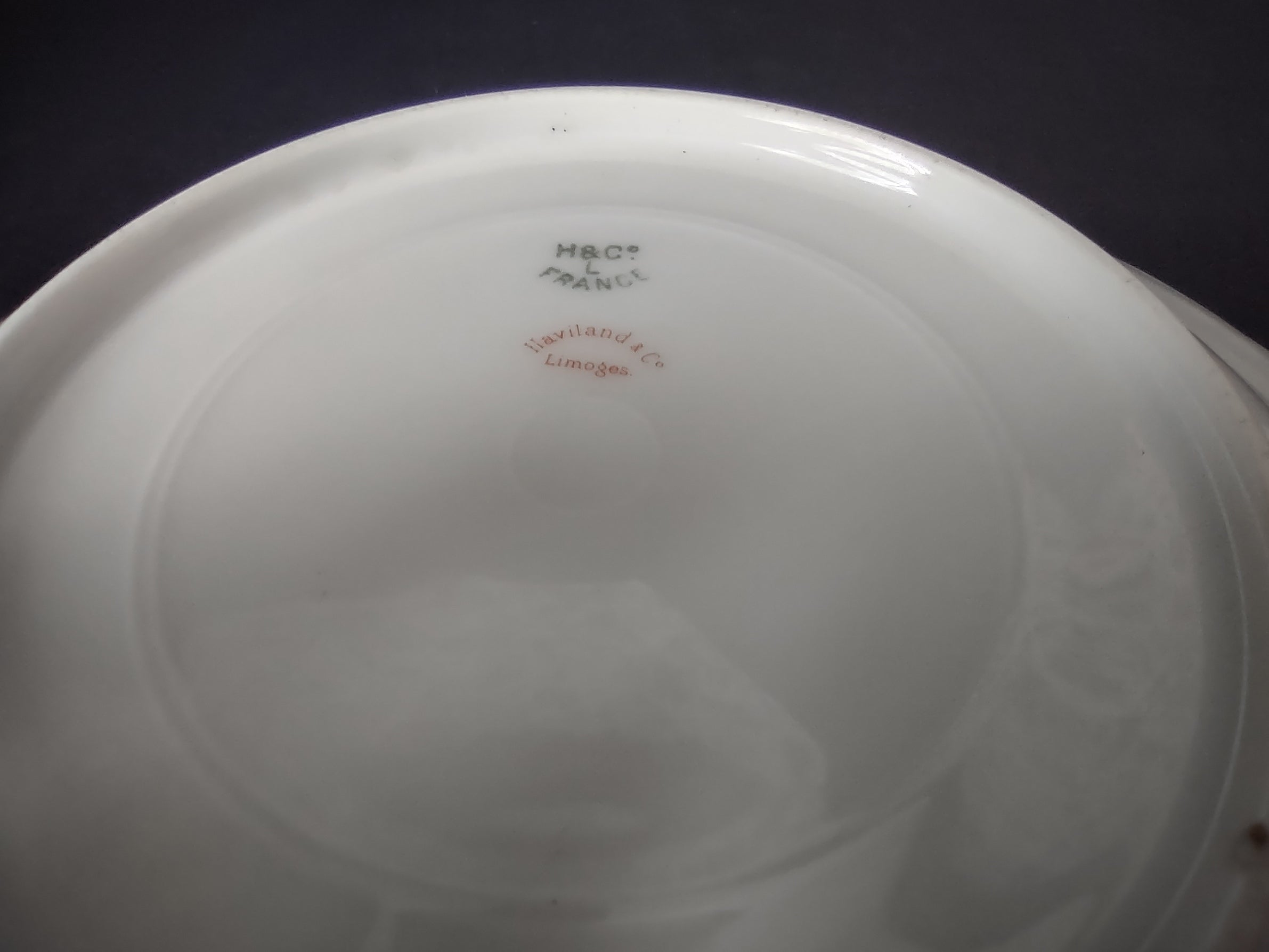 Antique Haviland Limoges Blue Red Flower Soup Plate 9" (lot 957)