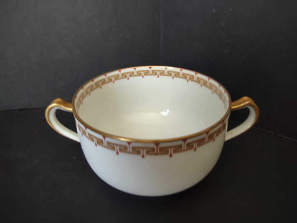 Haviland Limoges Bouillon Cup ONLY Green Red Design (lot 1064)