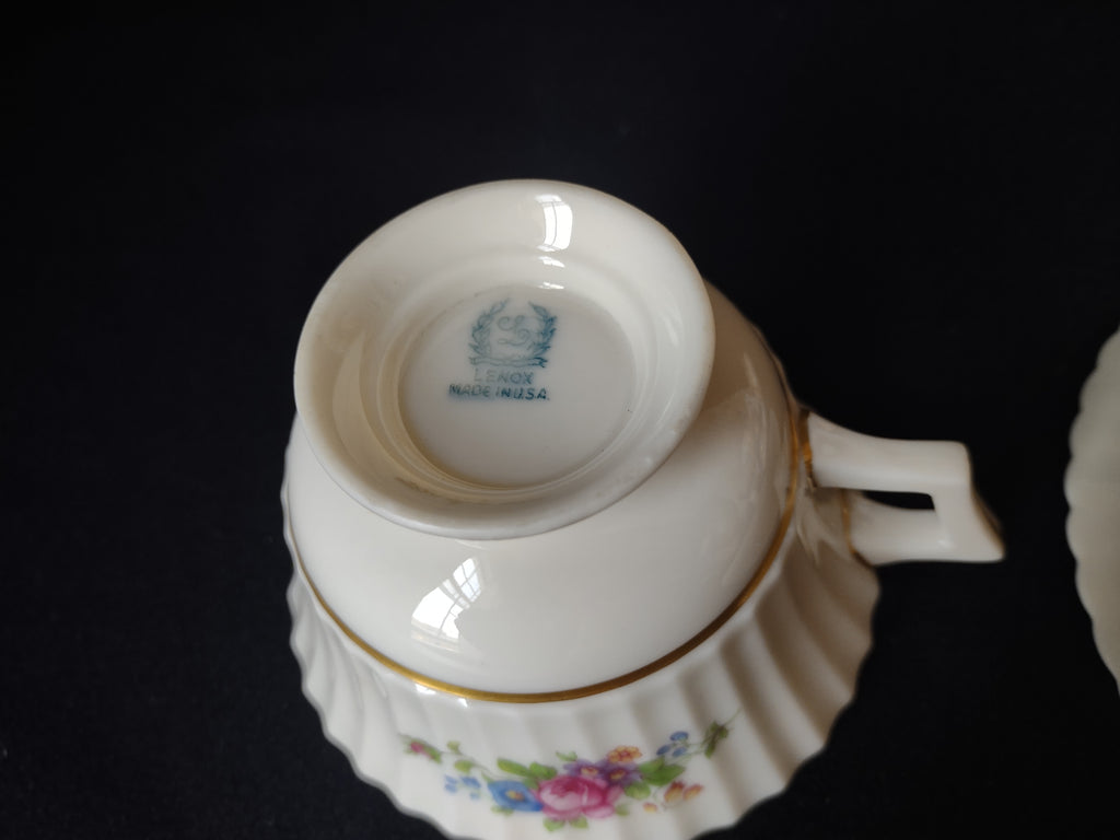 Vintage Lenox Pavlova Tea Cup with Saucer Blue Stamp (lot 1840)