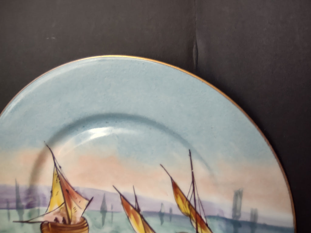 Limoges France Cabinet Plate Boats Design 10-1/4" (lot 1115)
