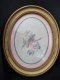 Vintage Homco Home Interiors Oval Bird Print Picture (lot 2581c)