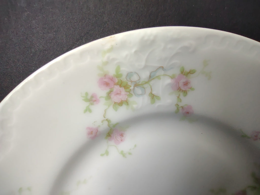 Haviland France Limoges Bread/Butter Plate Marie Blue Ribbon Rose (lot 1110)