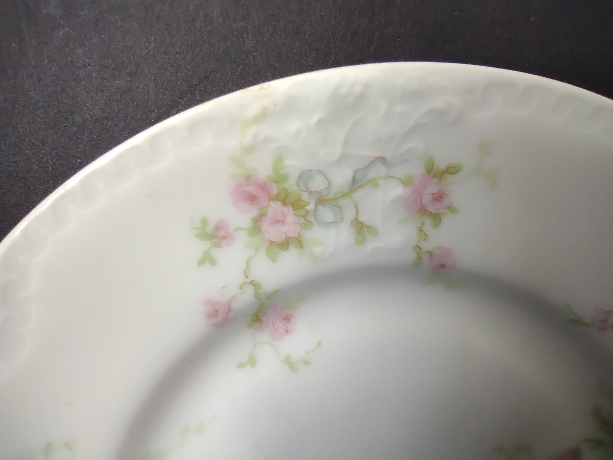 Haviland France Limoges Bread/Butter Plate Marie Blue Ribbon Rose (lot 1110)