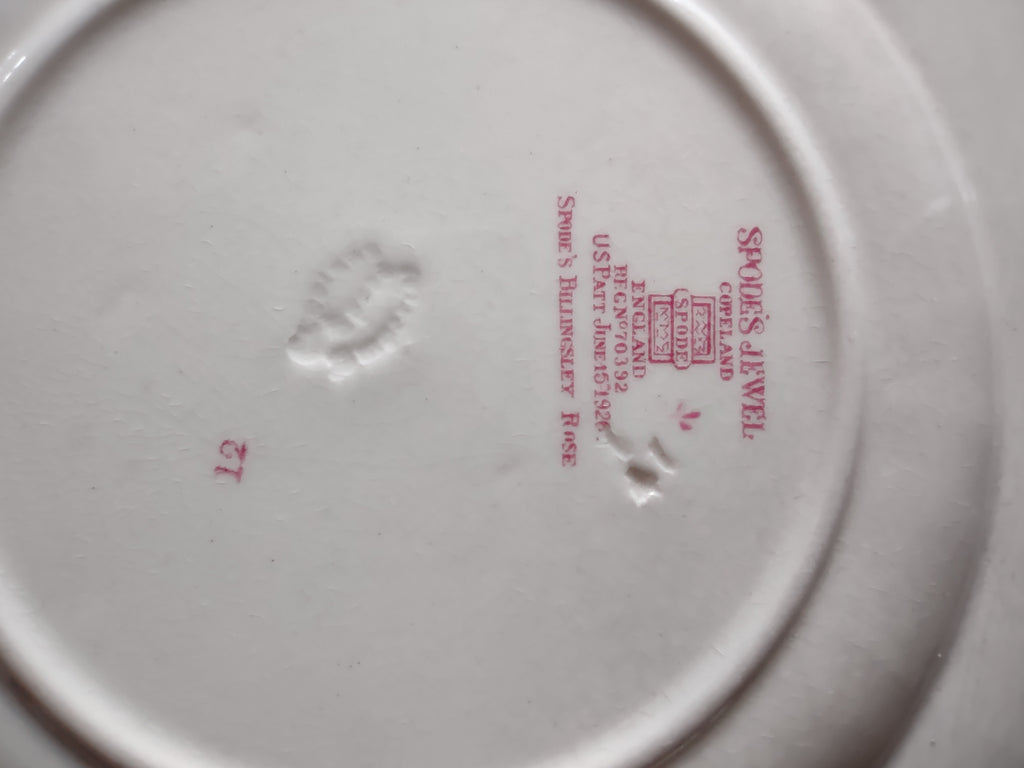 Vintage Spode Jewel Billingsley Rose Dessert Plate Ironstone IMPERFECT (Lot 5789