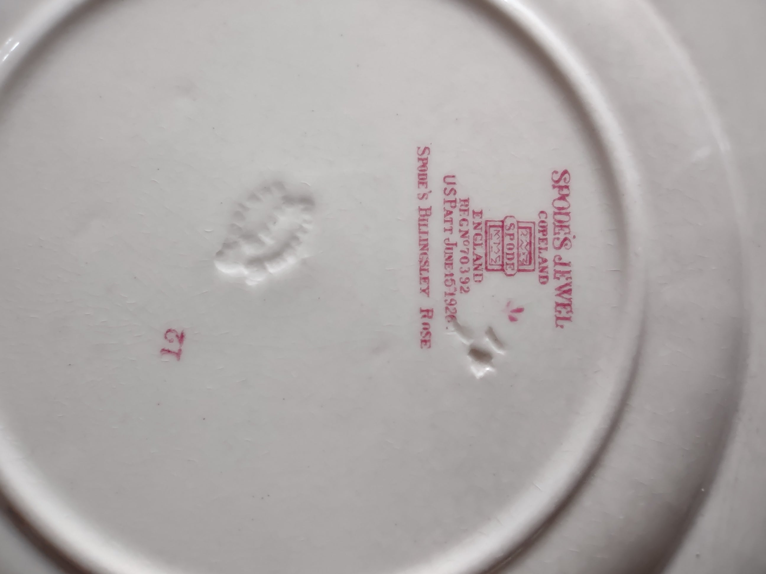 Vintage Spode Jewel Billingsley Rose Dessert Plate Ironstone IMPERFECT (Lot 5789