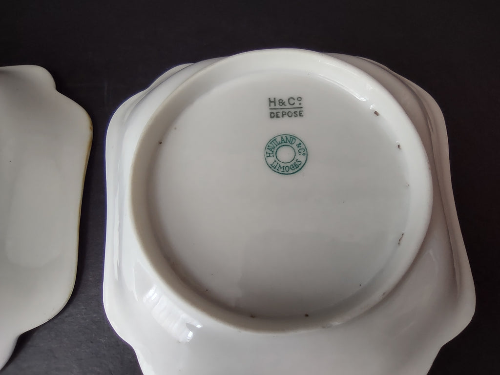 Depose Haviland Limoges Pink Brown Cornflower 3 x Square Small Dish (lot 966)