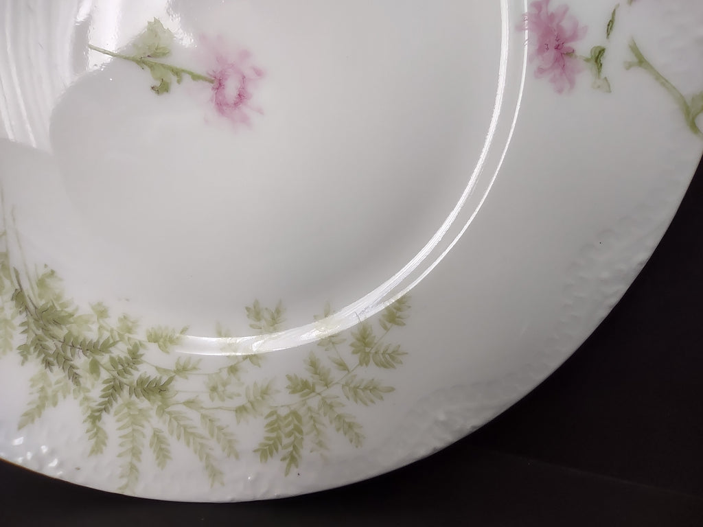 Haviland France Limoges Dessert/Salad Plate Pink Flower Fern (lot 975)