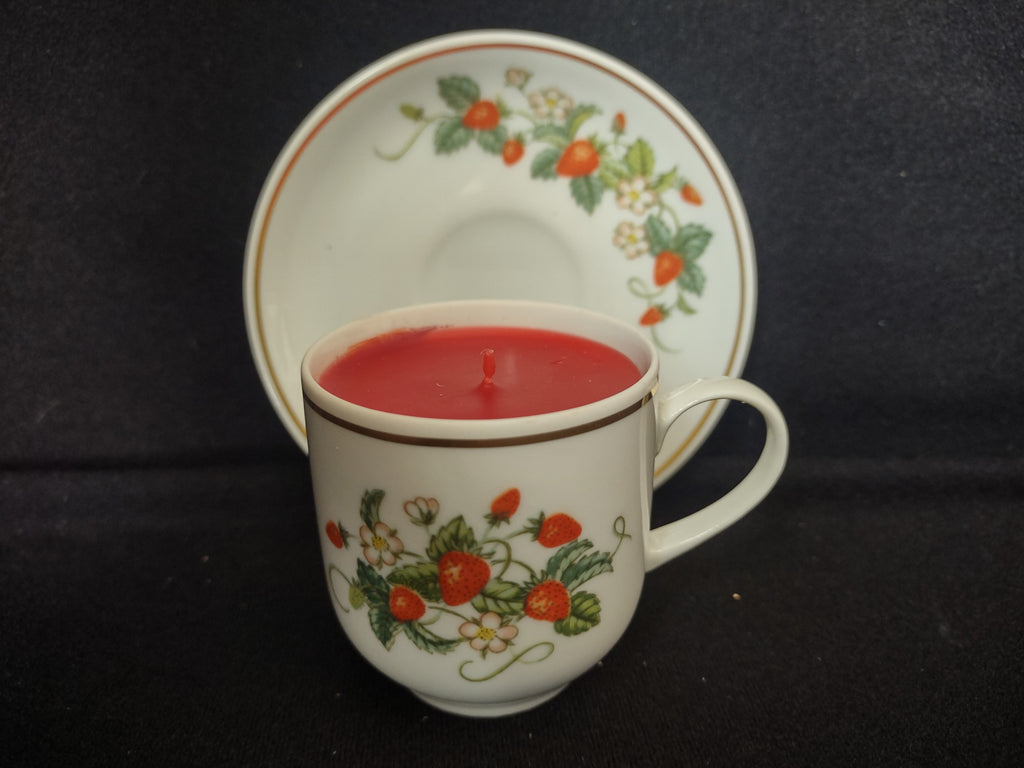 Made Brazil for Avon Porcelain 22k Gold Trim Dessert Demi-Cup Candle (lot 2724c)