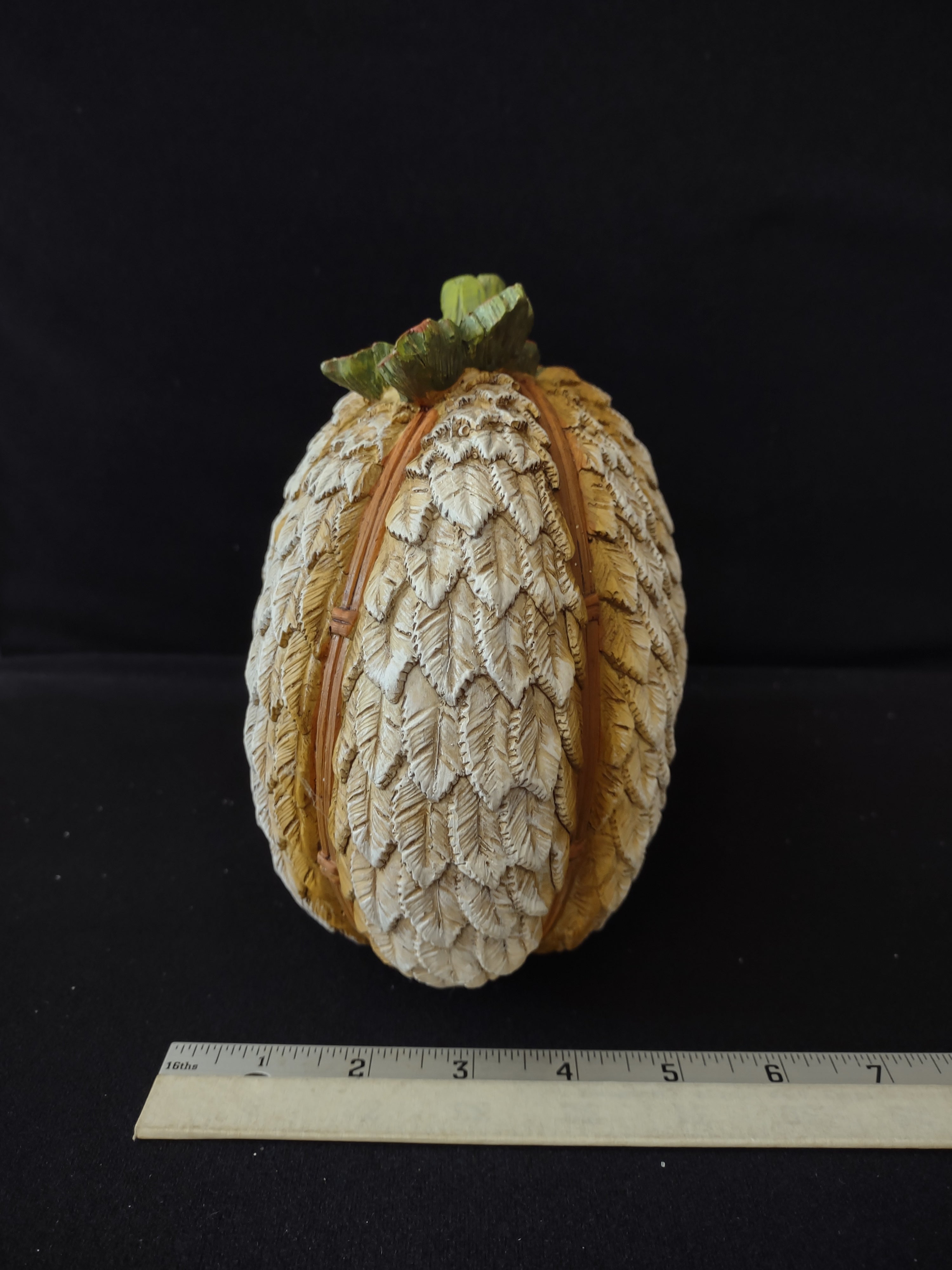 Thanksgiving/Halloween/Harvest Polyresin Pumpkins X 3 (Lot 3125)