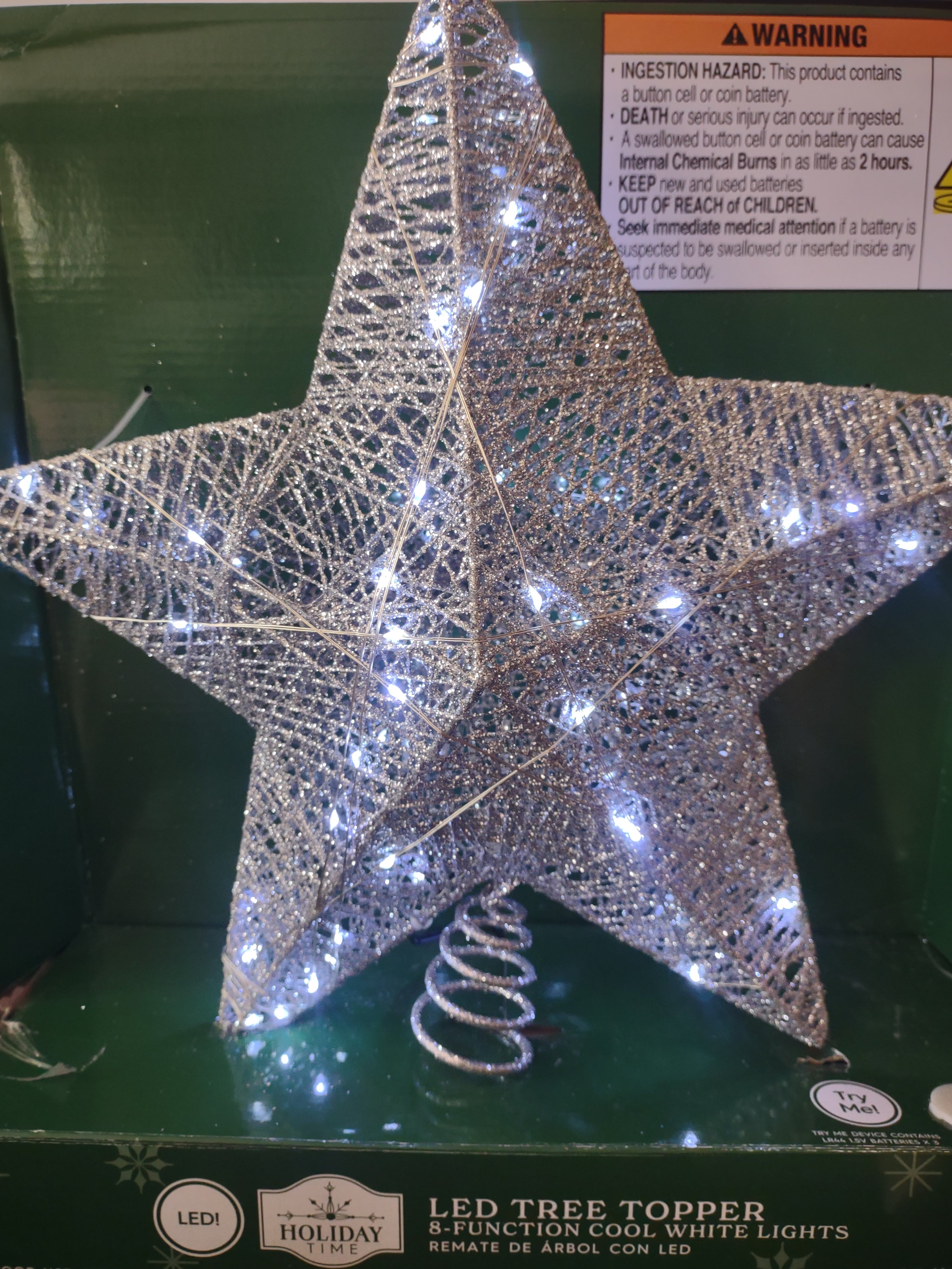 Christmas Tree Topper 8 Function LED Cool White Lights (Lot 3469)