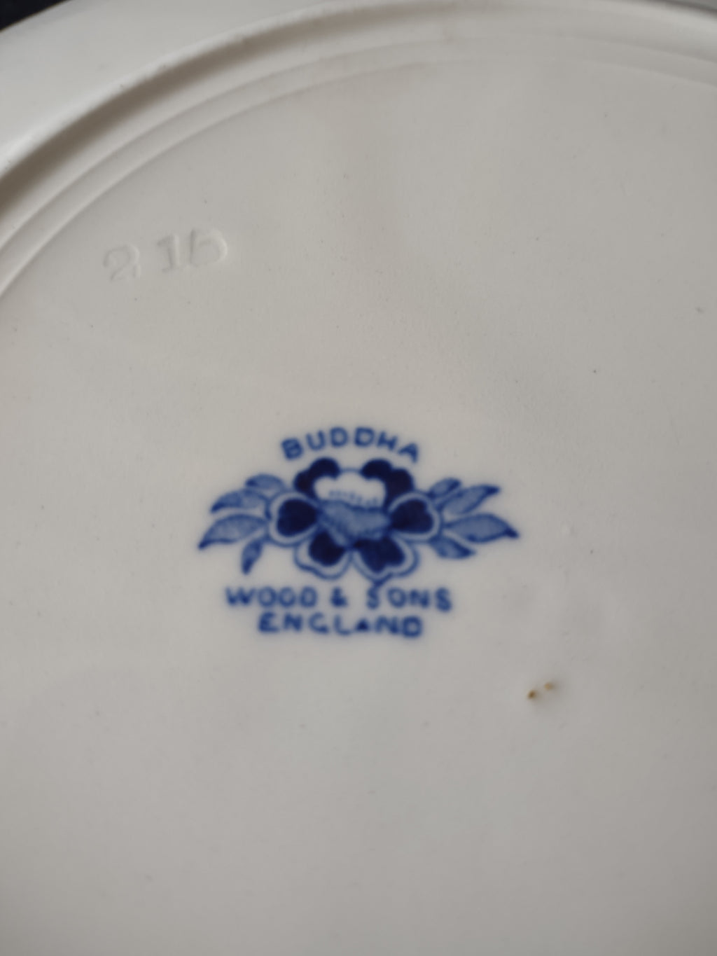 Vintage Wood & Sons 10" Dinner Plate Buddha Blue White (Lot 5587)